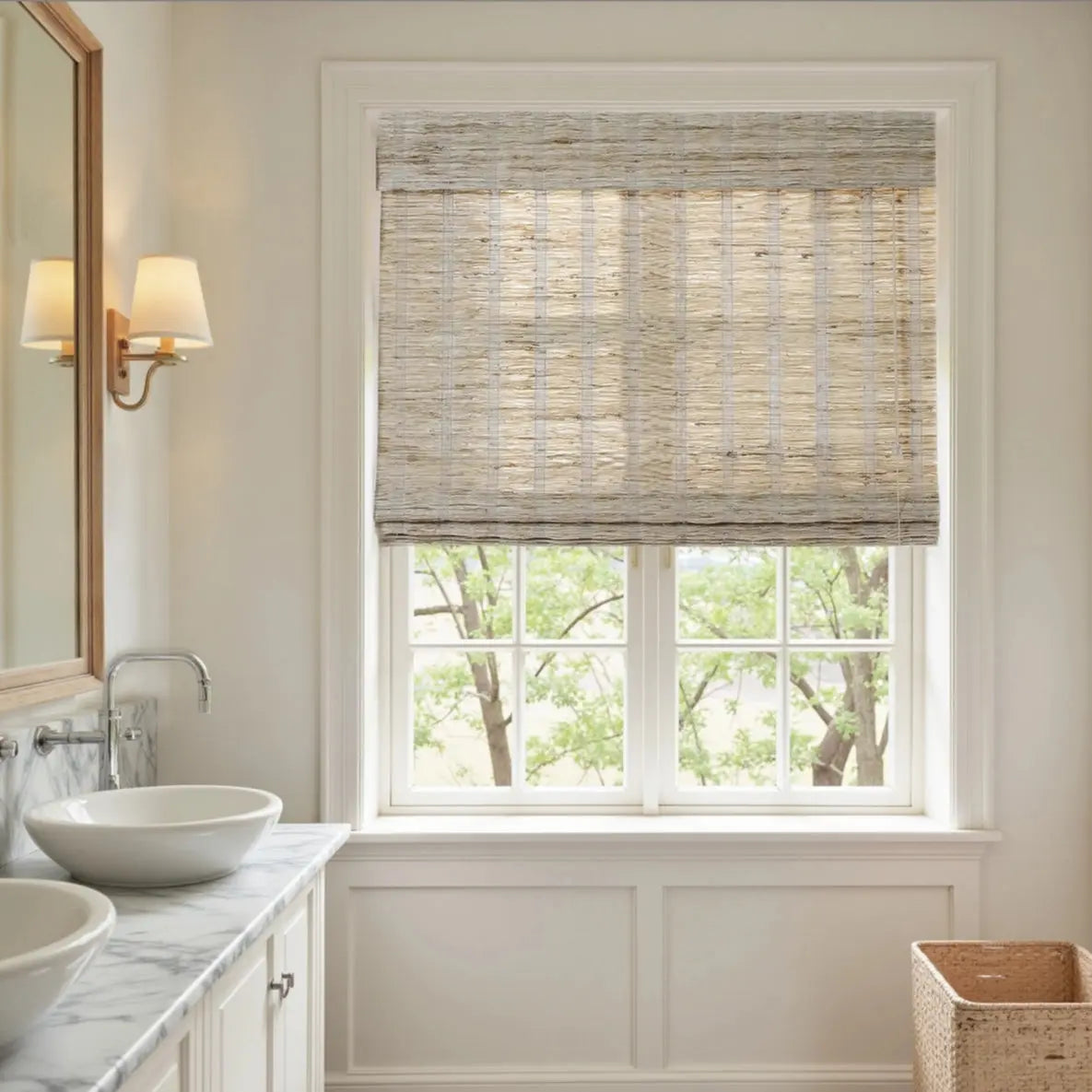 Natural Ramie Bamboo Woven Shade - Almond -TWOPAGES CURTAINS
