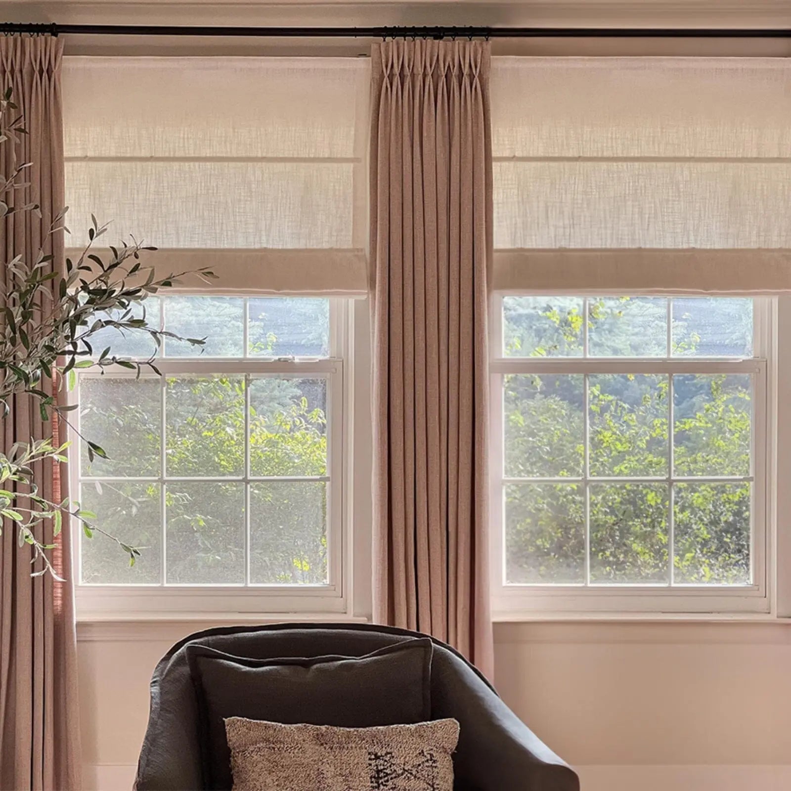 Jawara Roman Shade Cordless-Wooden Headrail TWOPAGES