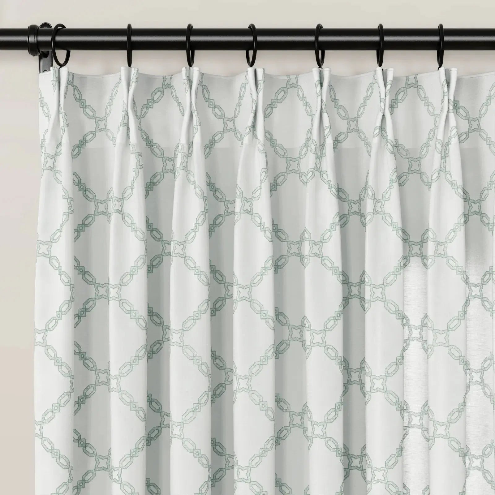 linen cotton embroidered pleated drapery for elegant insulated style