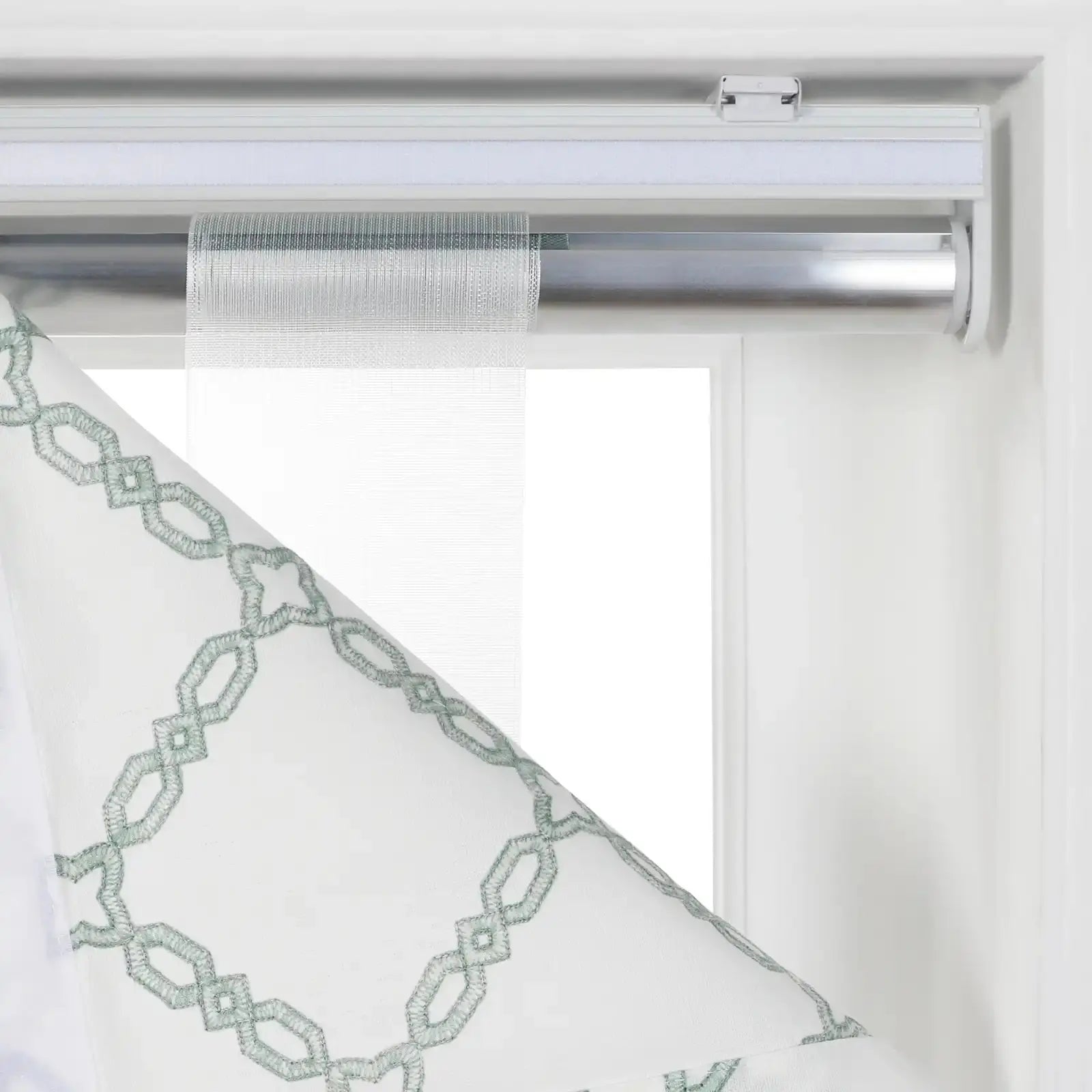 Linnea Linen Cotton Embroidered Roman Shade Cordless -TWOPAGES