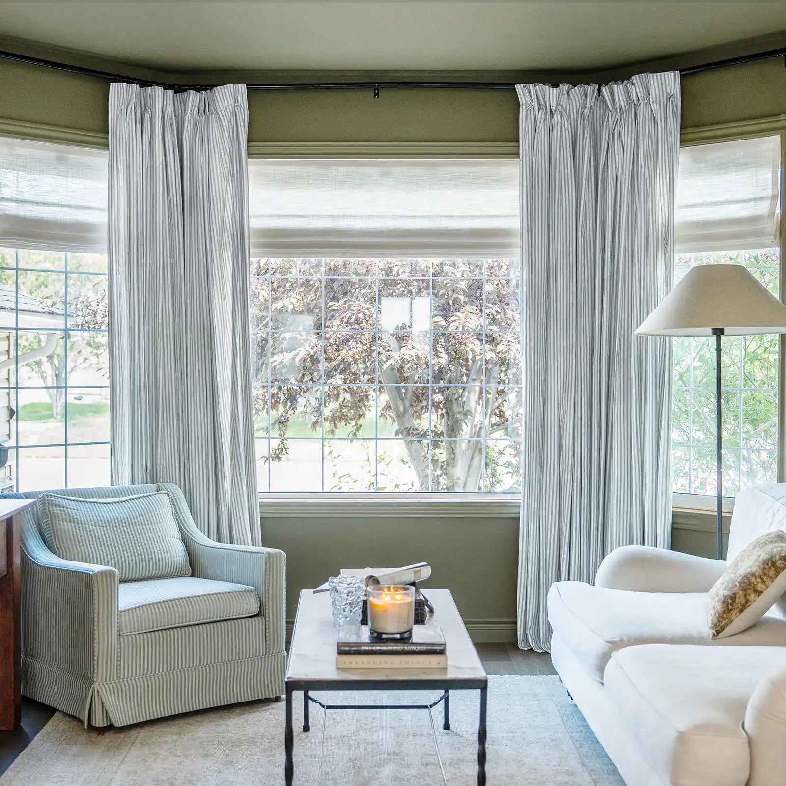 Floral print linen cotton pleated drapery for elegant insulated style