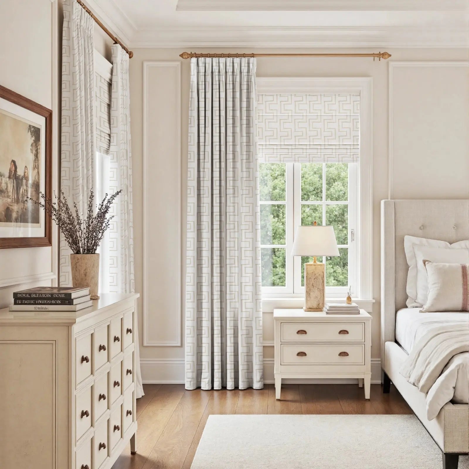 linen cotton embroidered pleated drapery for elegant insulated style