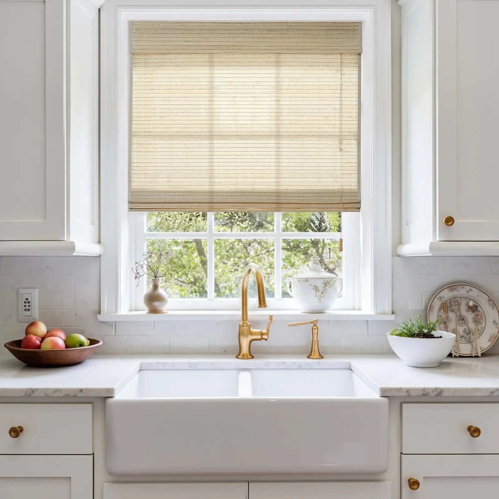 Natural Ramie Bamboo Woven Shade - Sand Beige -TWOPAGES CURTAINS