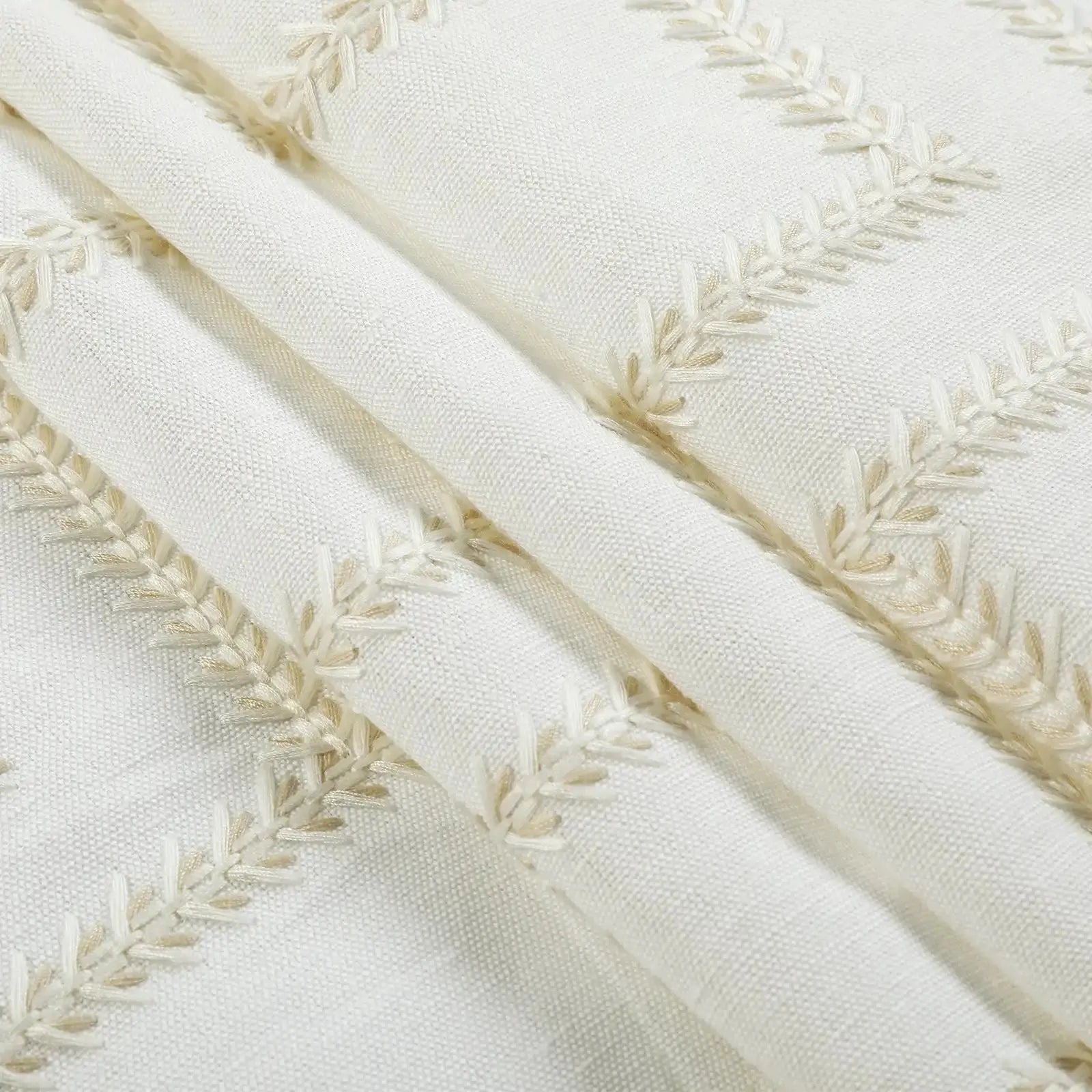 linen cotton embroidered pleated drapery for elegant insulated style