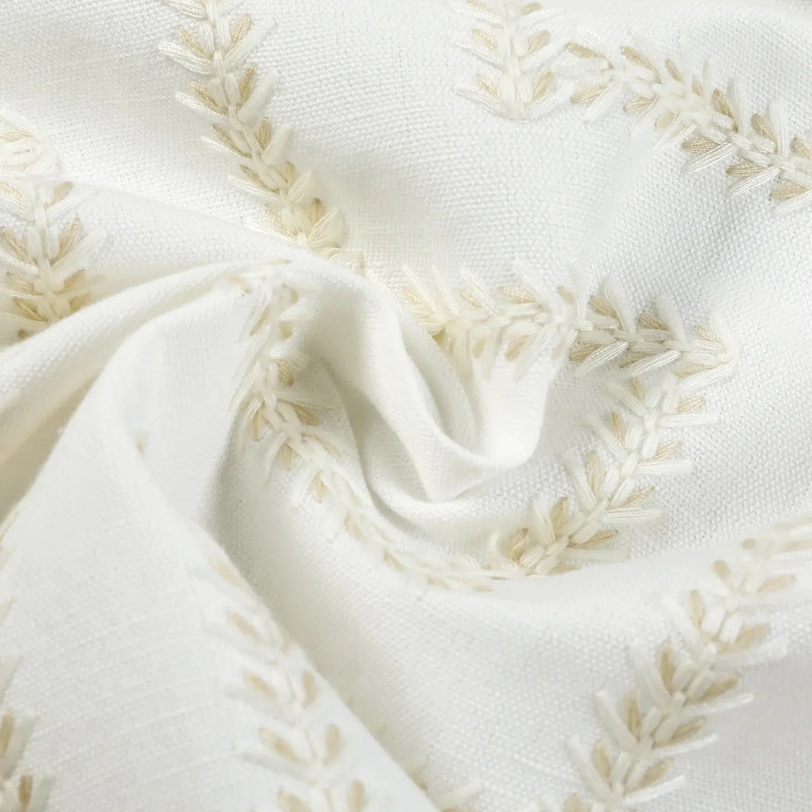 linen cotton embroidered pleated drapery for elegant insulated style