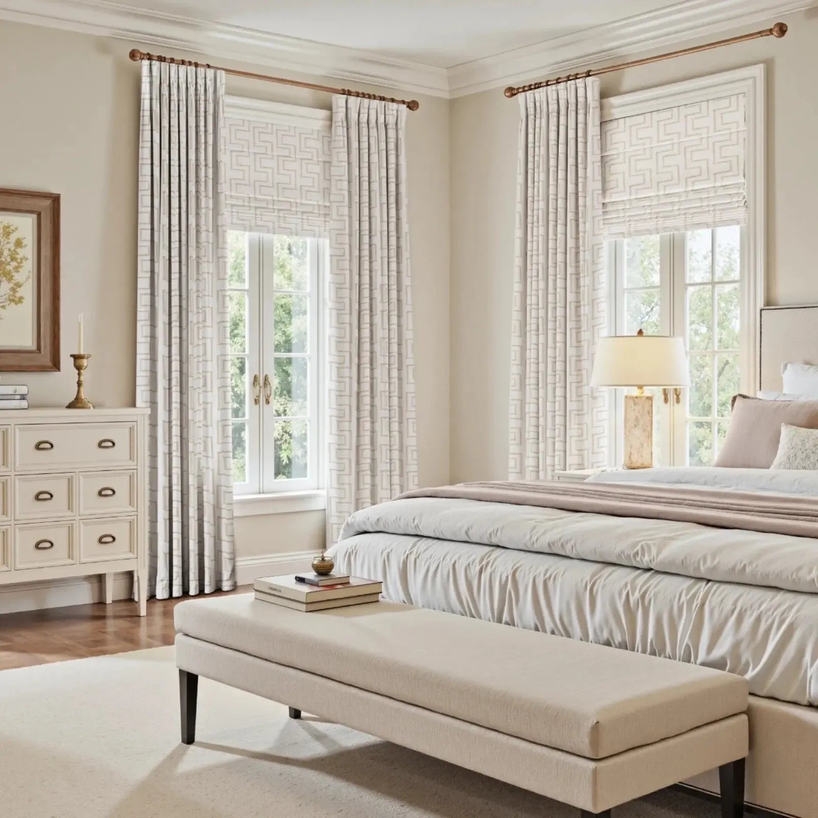 linen cotton embroidered pleated drapery for elegant insulated style