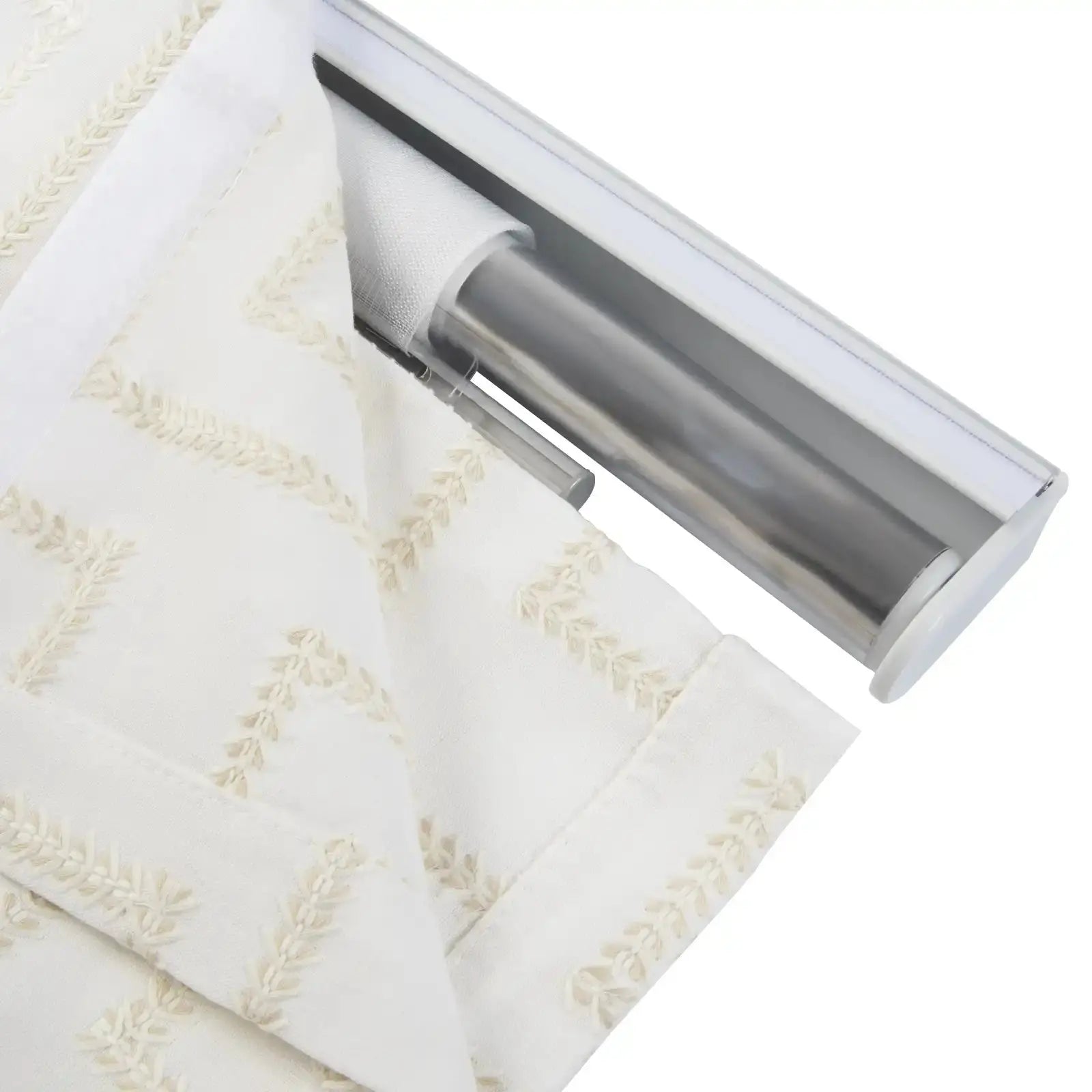 Linnea Linen Cotton Embroidered Roman Shade Cordless -TWOPAGES