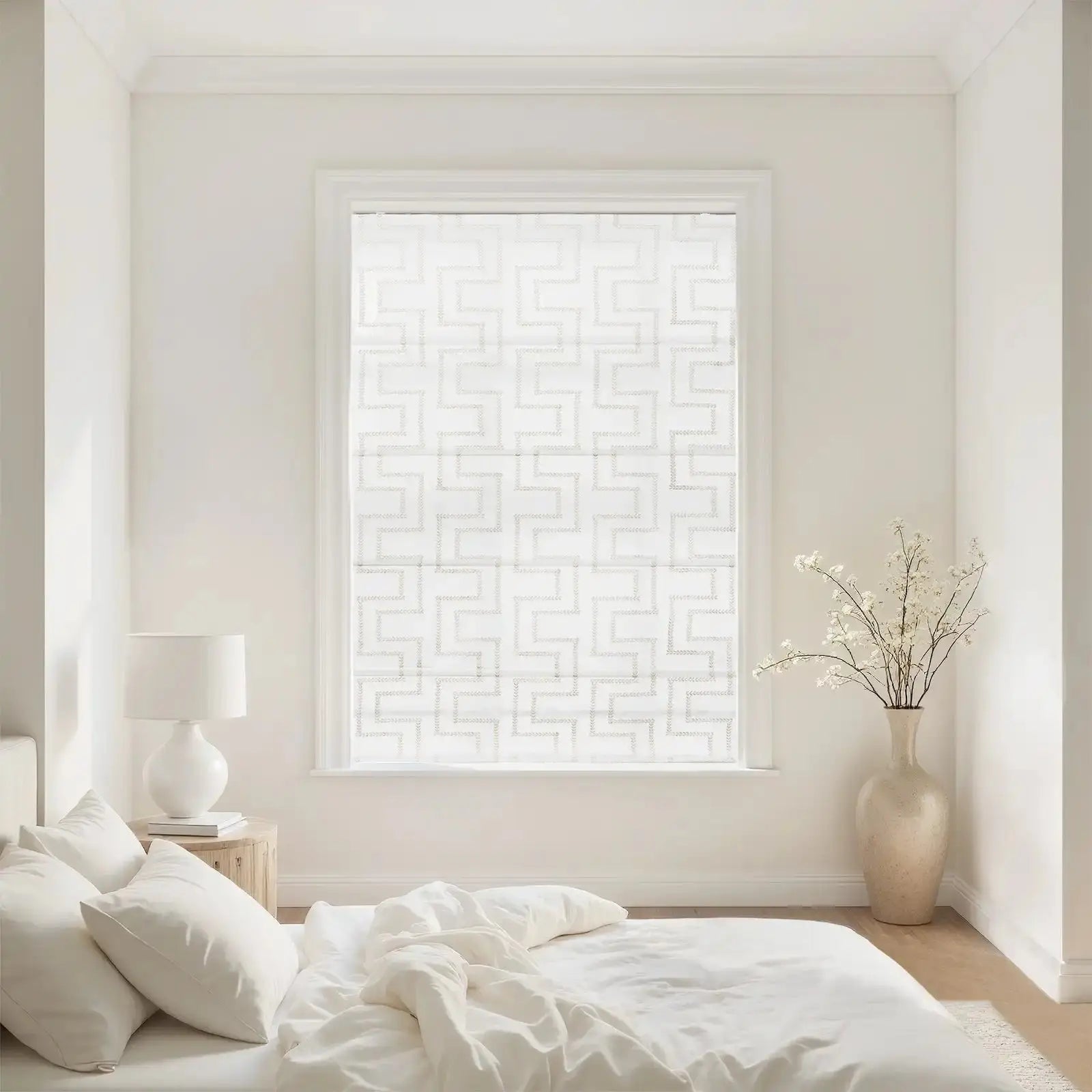 Linnea Linen Cotton Embroidered Roman Shade Cordless -TWOPAGES