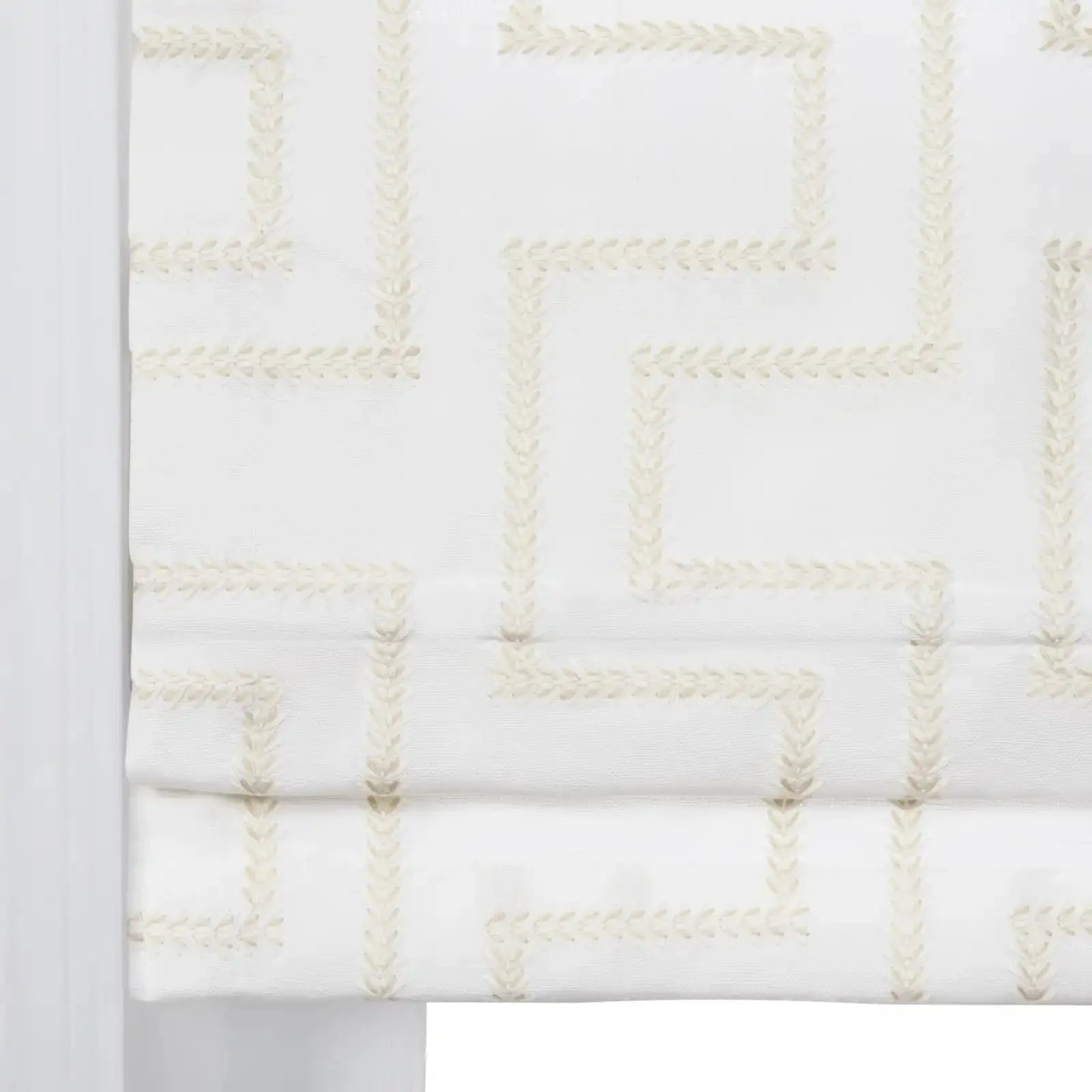 Linnea Linen Cotton Embroidered Roman Shade Cordless -TWOPAGES