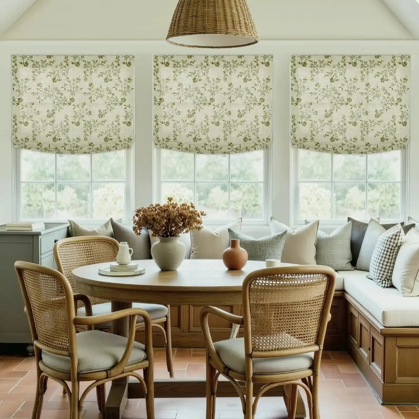 Isabella Cotton Relaxed Roman Shades Cord Lift -TWOPAGES