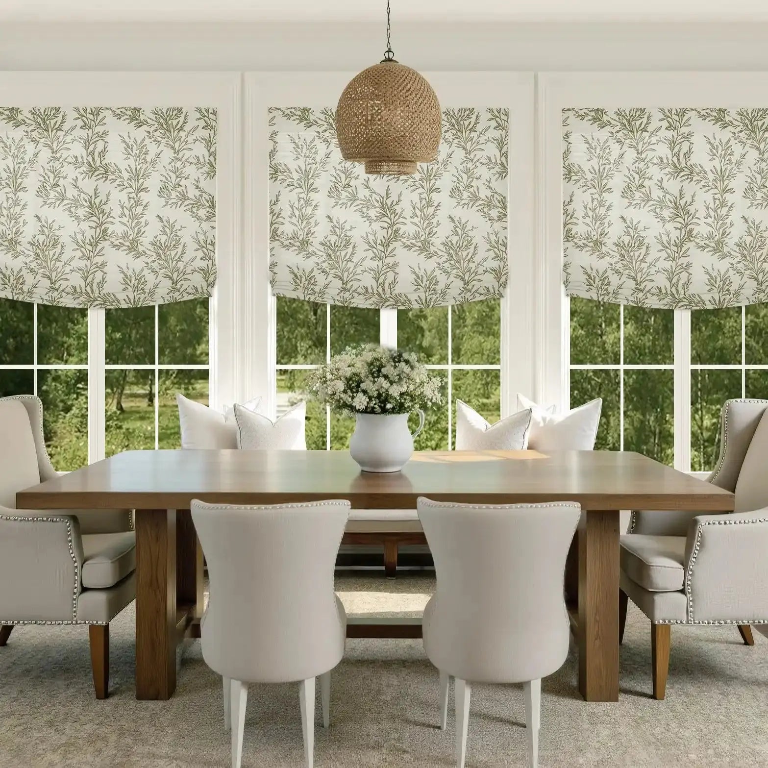 Isabella Cotton Relaxed Roman Shades Cord Lift -TWOPAGES