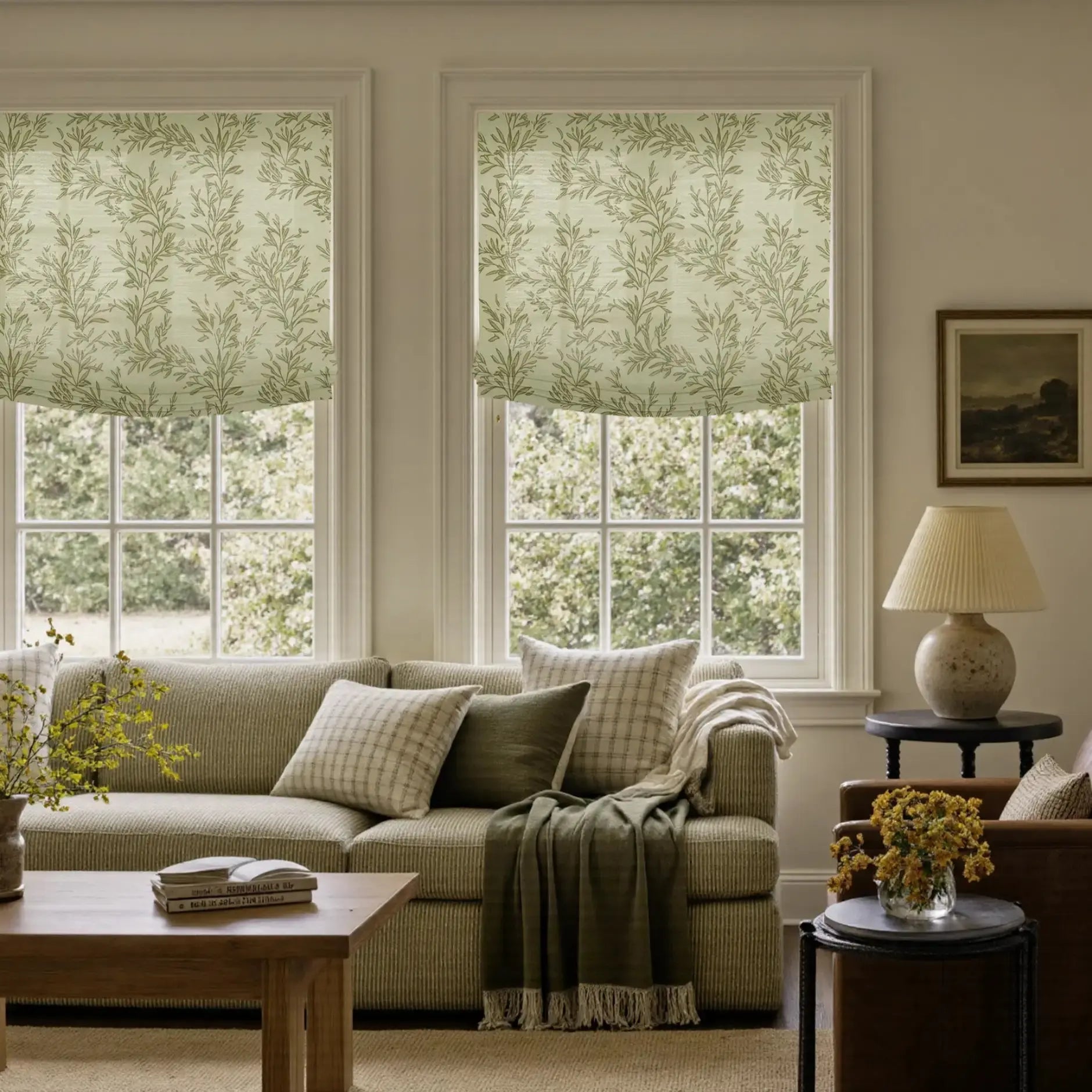 Custom Relaxed Roman Shades Cord Lift -TWOPAGES