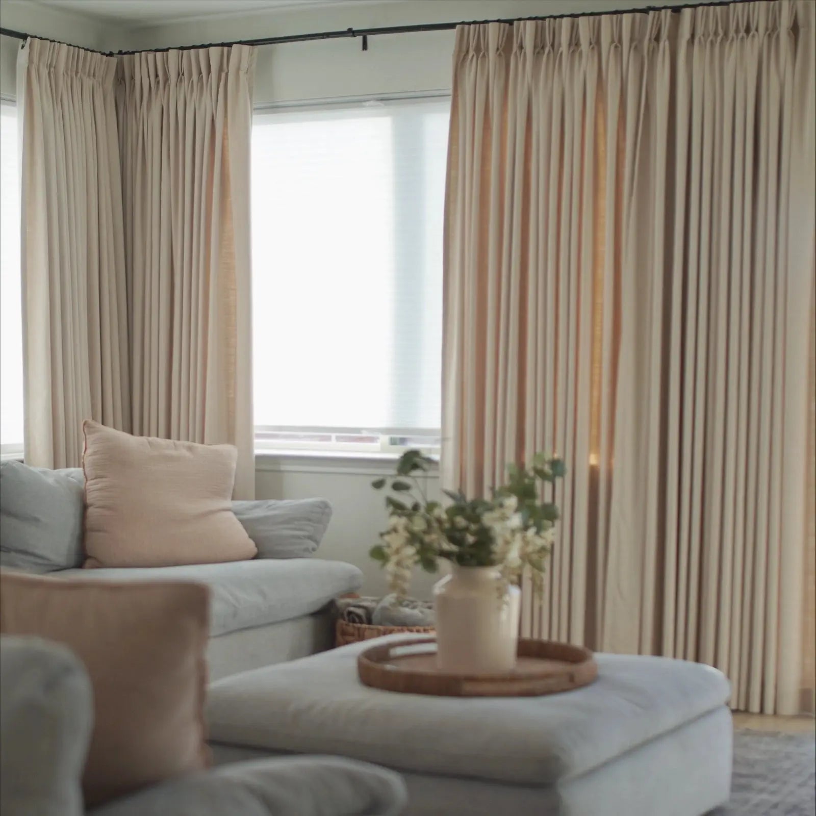 Isabella heavyweight cotton pleated drapery for elegant insulated interiors