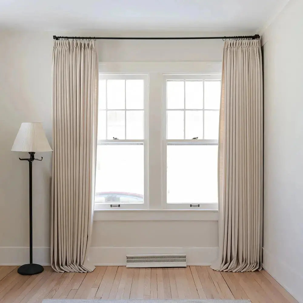 Isabella heavyweight cotton pleated drapery for elegant insulated interiors