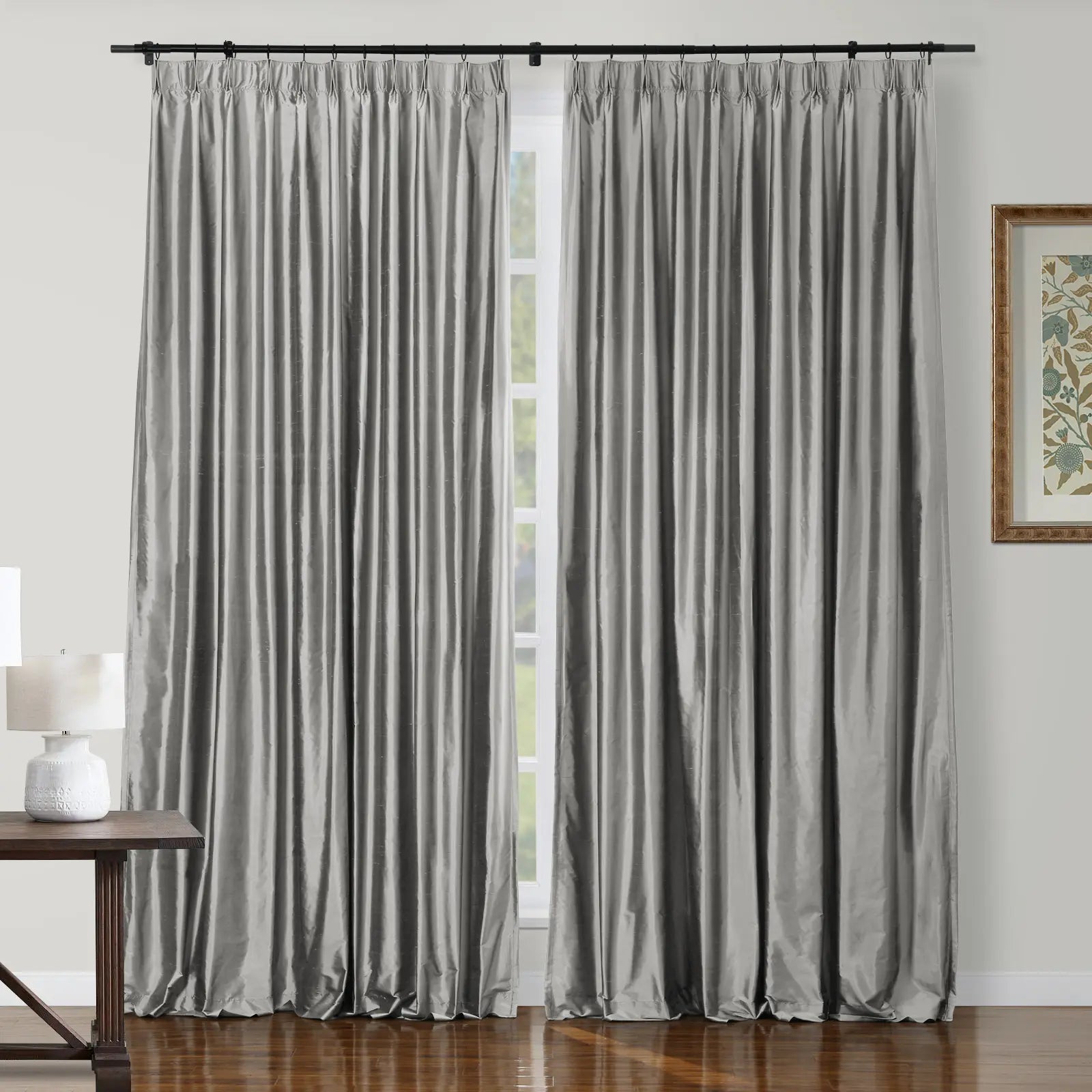 Selman dupioni silk pleated drapery with thermal insulation for elegant spaces