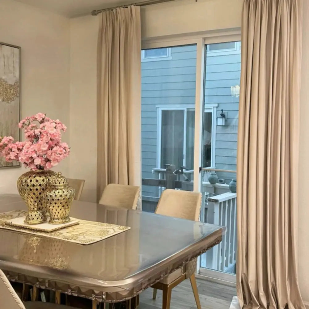 Luster velvet drapery pleated for elegant insulated room style
