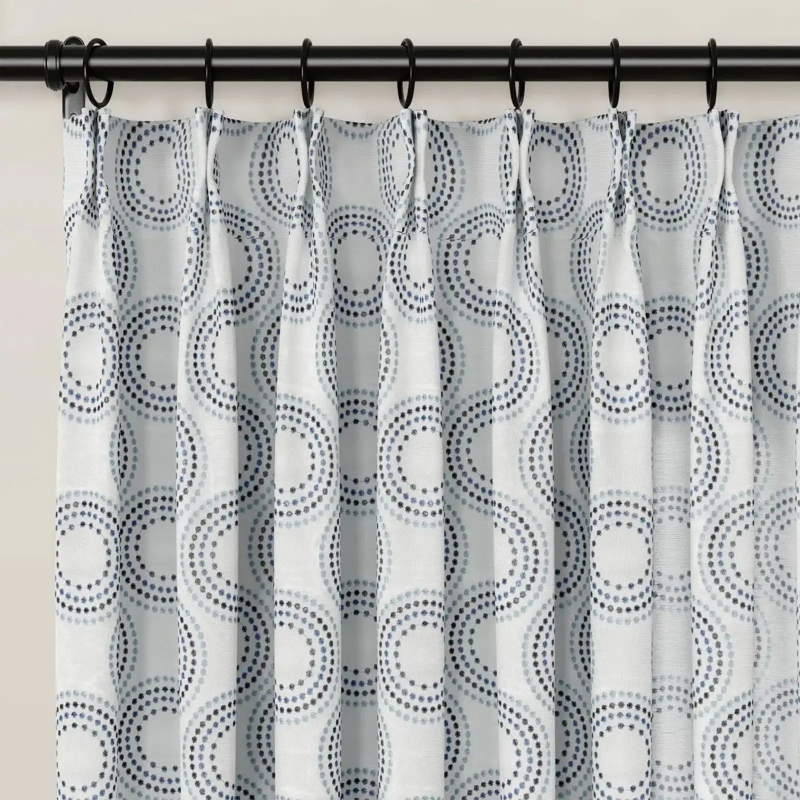 linen cotton embroidered pleated drapery for elegant insulated style