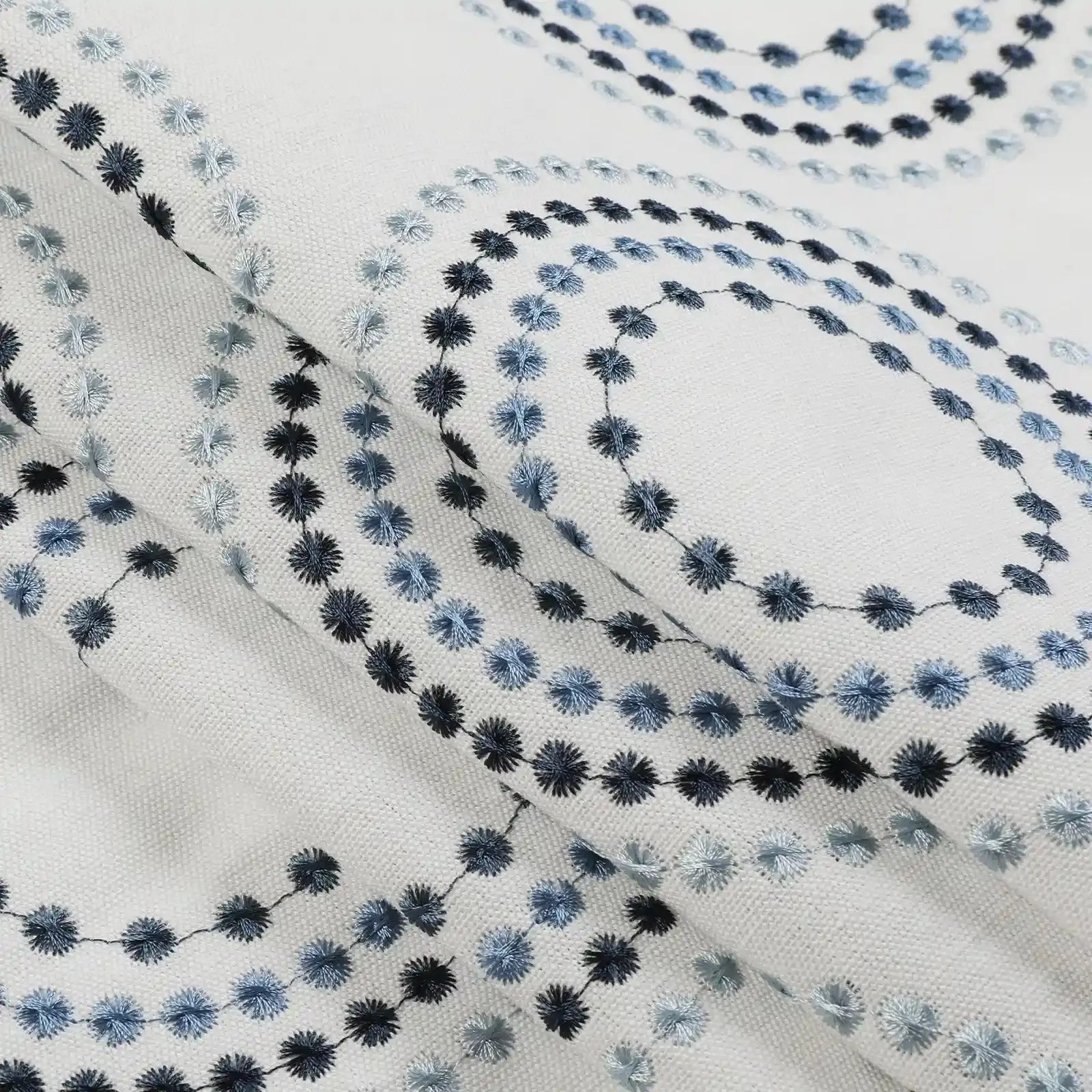 linen cotton embroidered pleated drapery for elegant insulated style