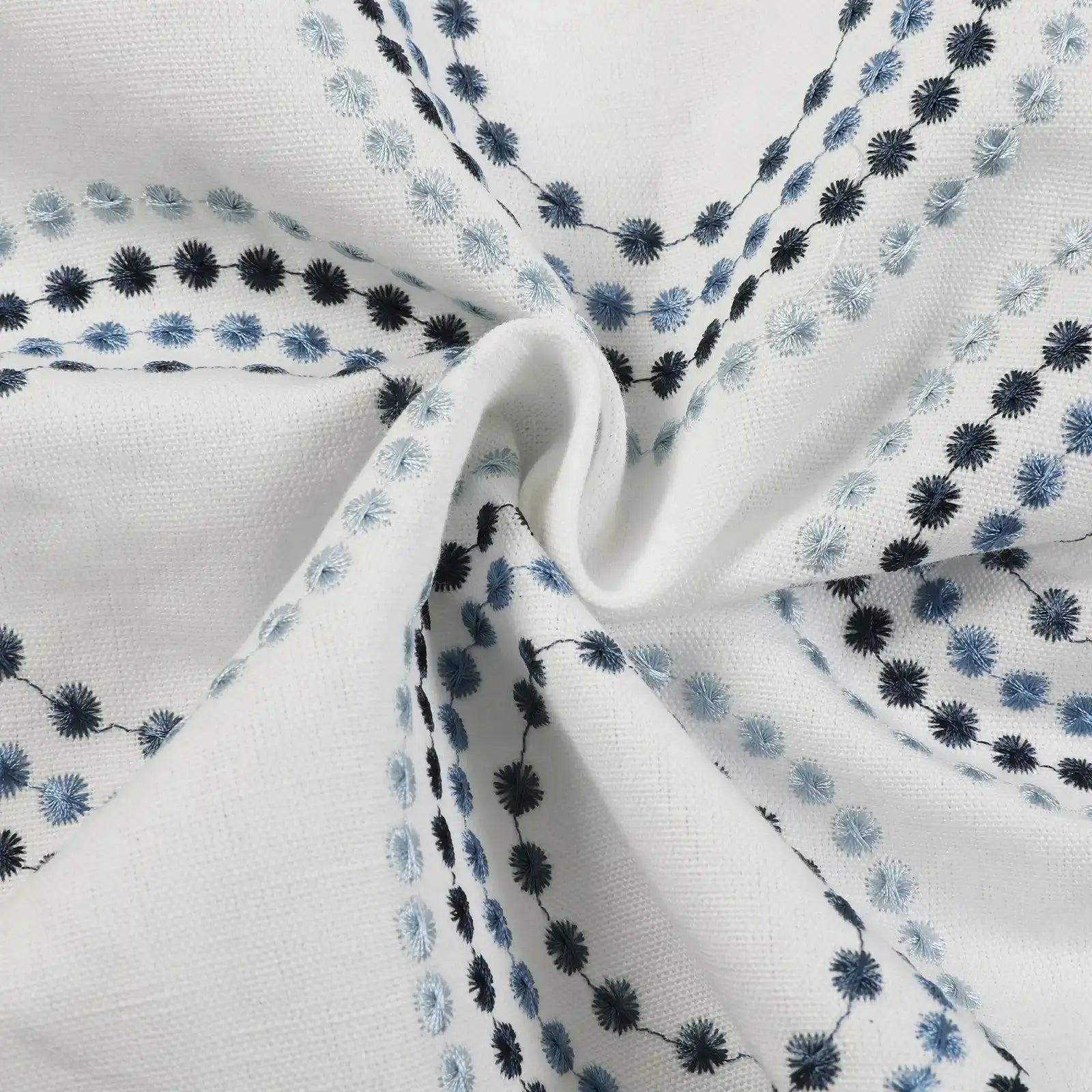 linen cotton embroidered pleated drapery for elegant insulated style