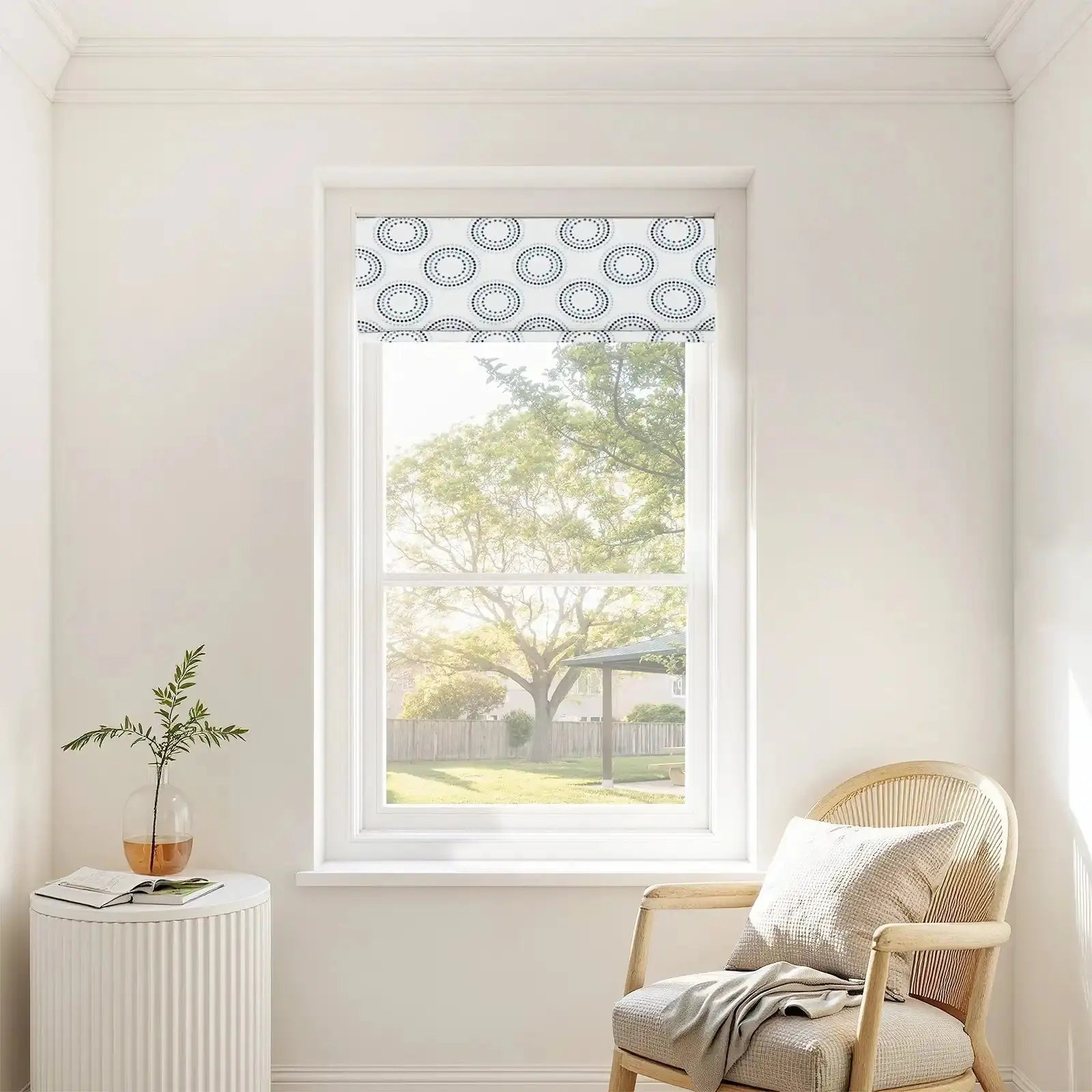 Linnea Linen Cotton Embroidered Roman Shade Cordless -TWOPAGES