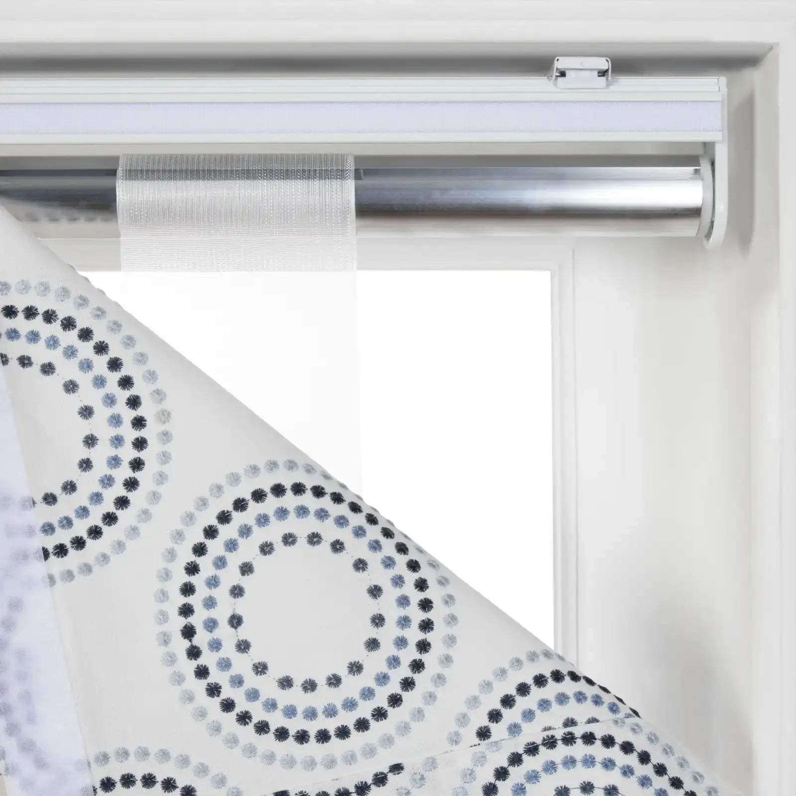 Linnea Linen Cotton Embroidered Roman Shade Cordless -TWOPAGES