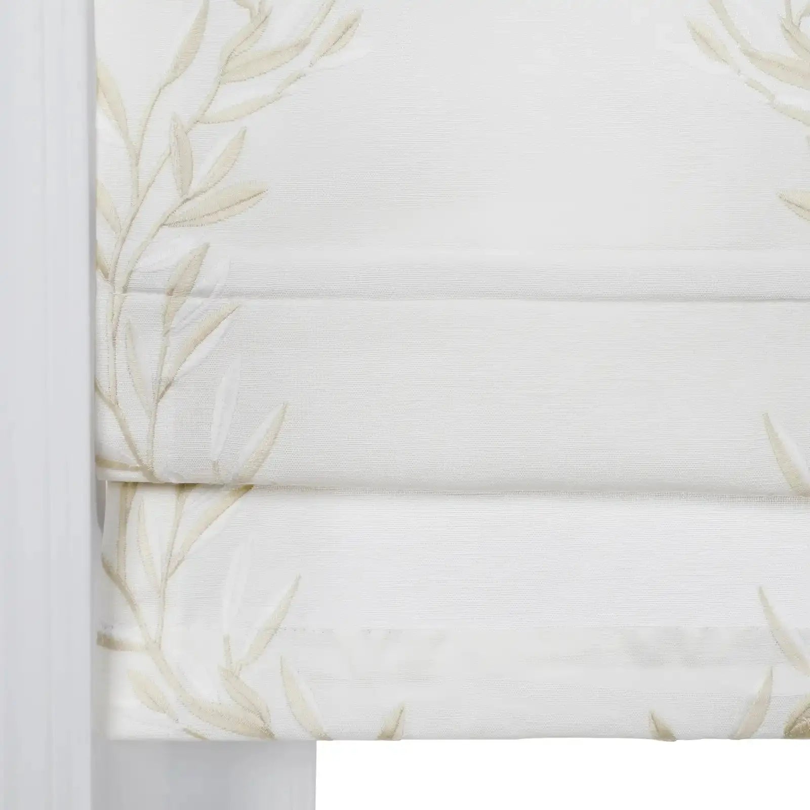 Linnea Linen Cotton Embroidered Roman Shade Cordless -TWOPAGES