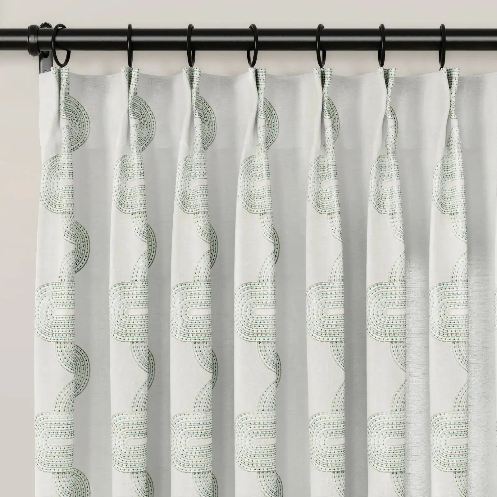 linen cotton embroidered pleated drapery for elegant insulated style