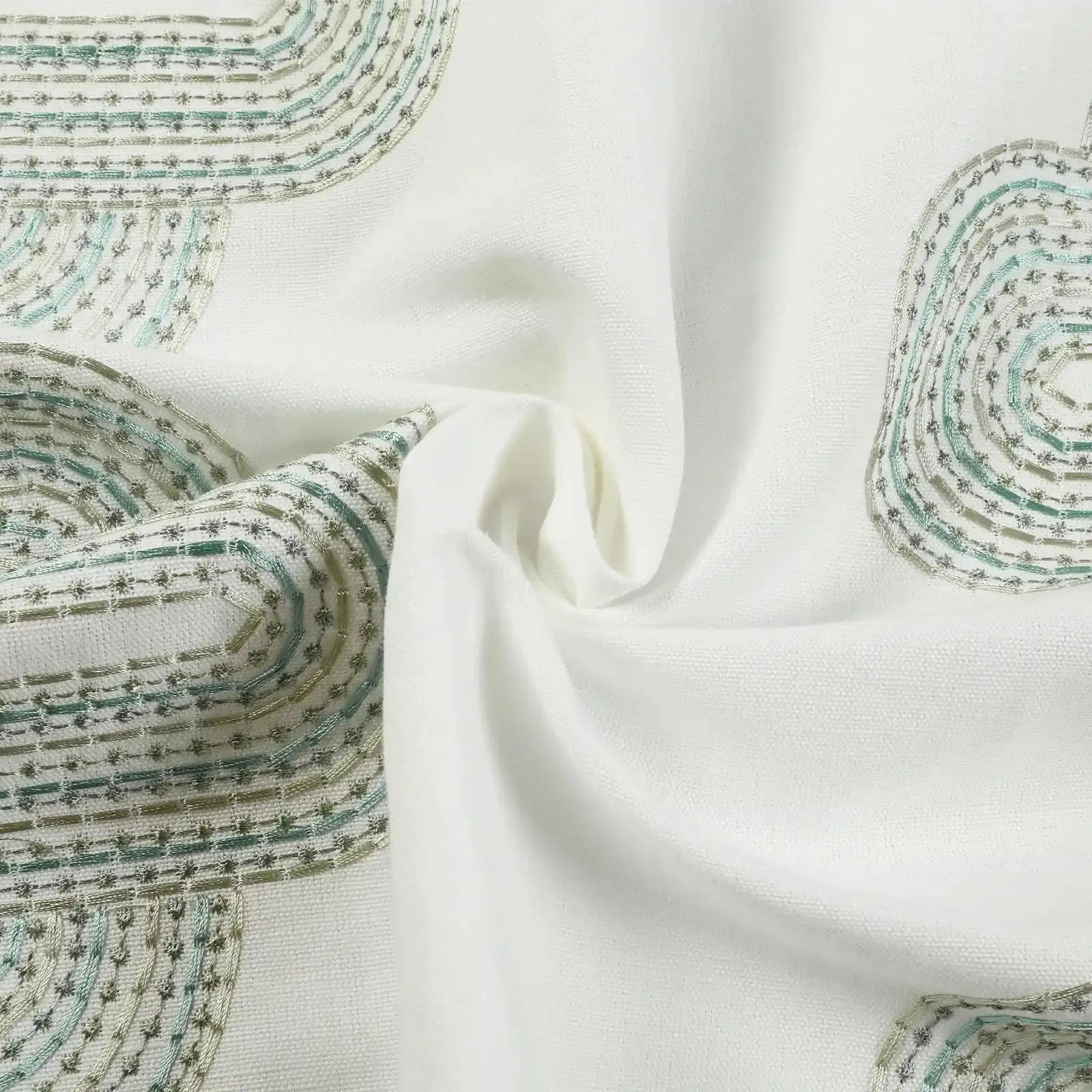 linen cotton embroidered pleated drapery for elegant insulated style