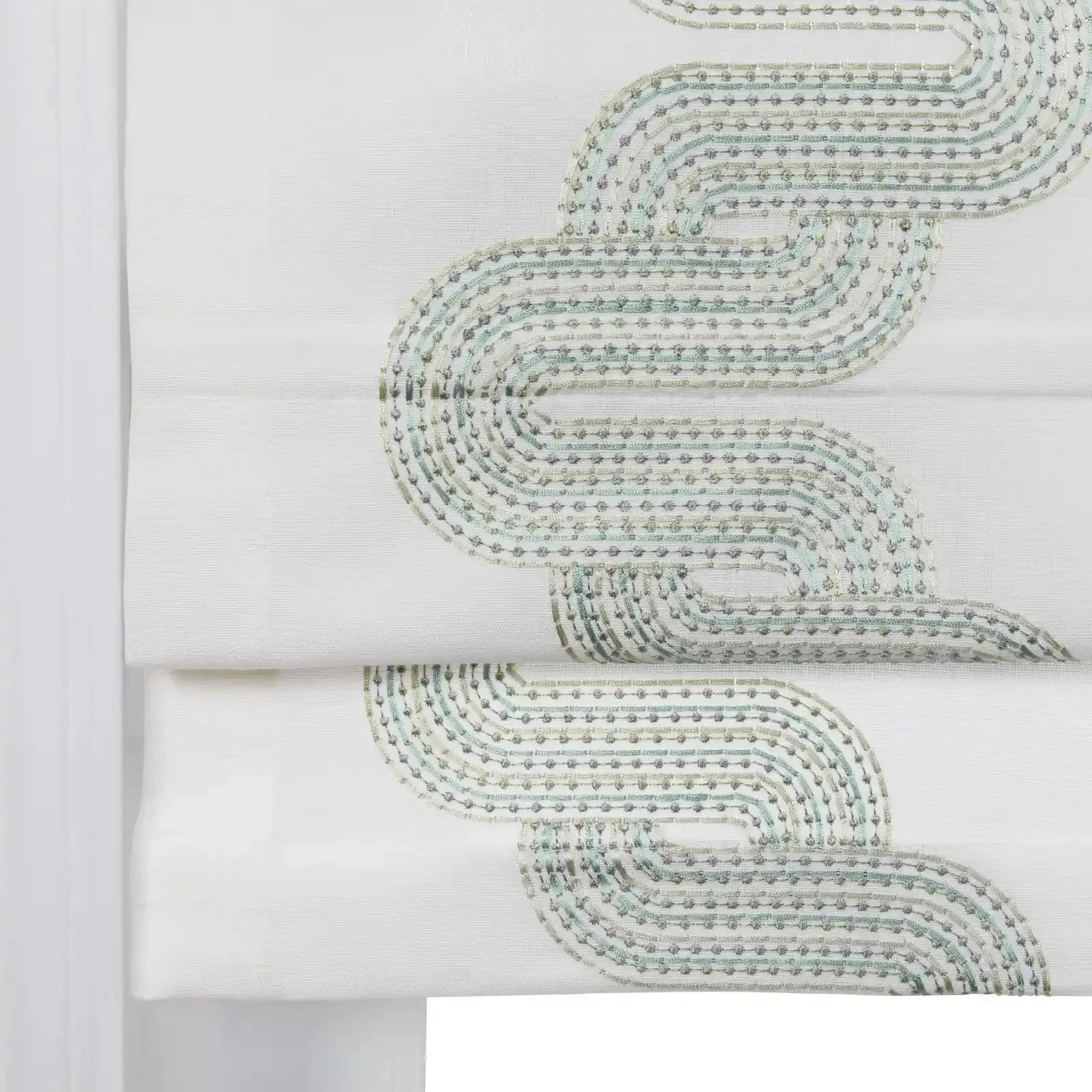 Linnea Linen Cotton Embroidered Roman Shade Cordless -TWOPAGES