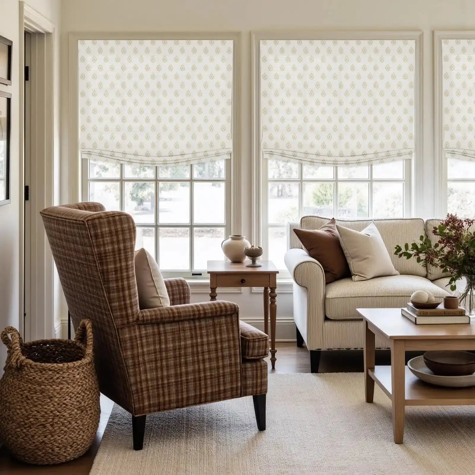 Isabella Cotton Relaxed Roman Shades Cord Lift -TWOPAGES