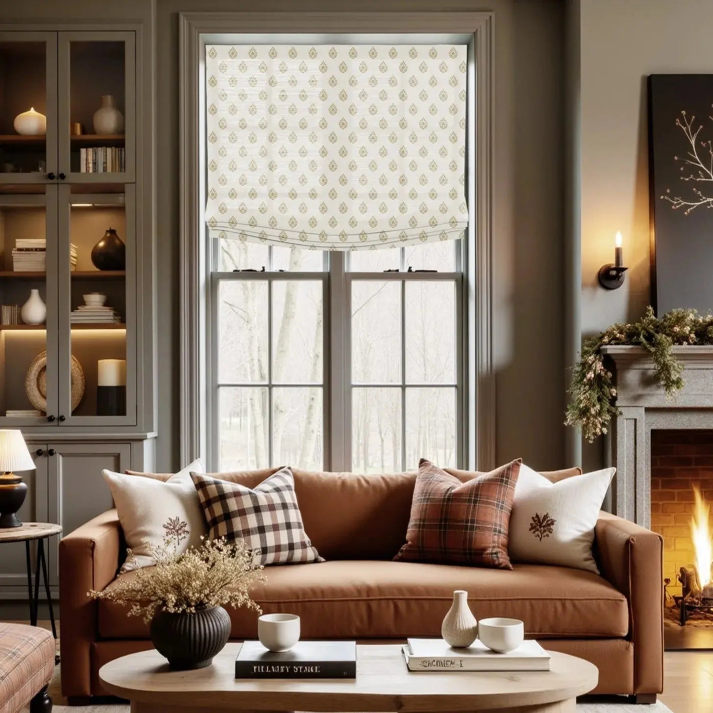 Isabella Cotton Relaxed Roman Shades Cord Lift -TWOPAGES