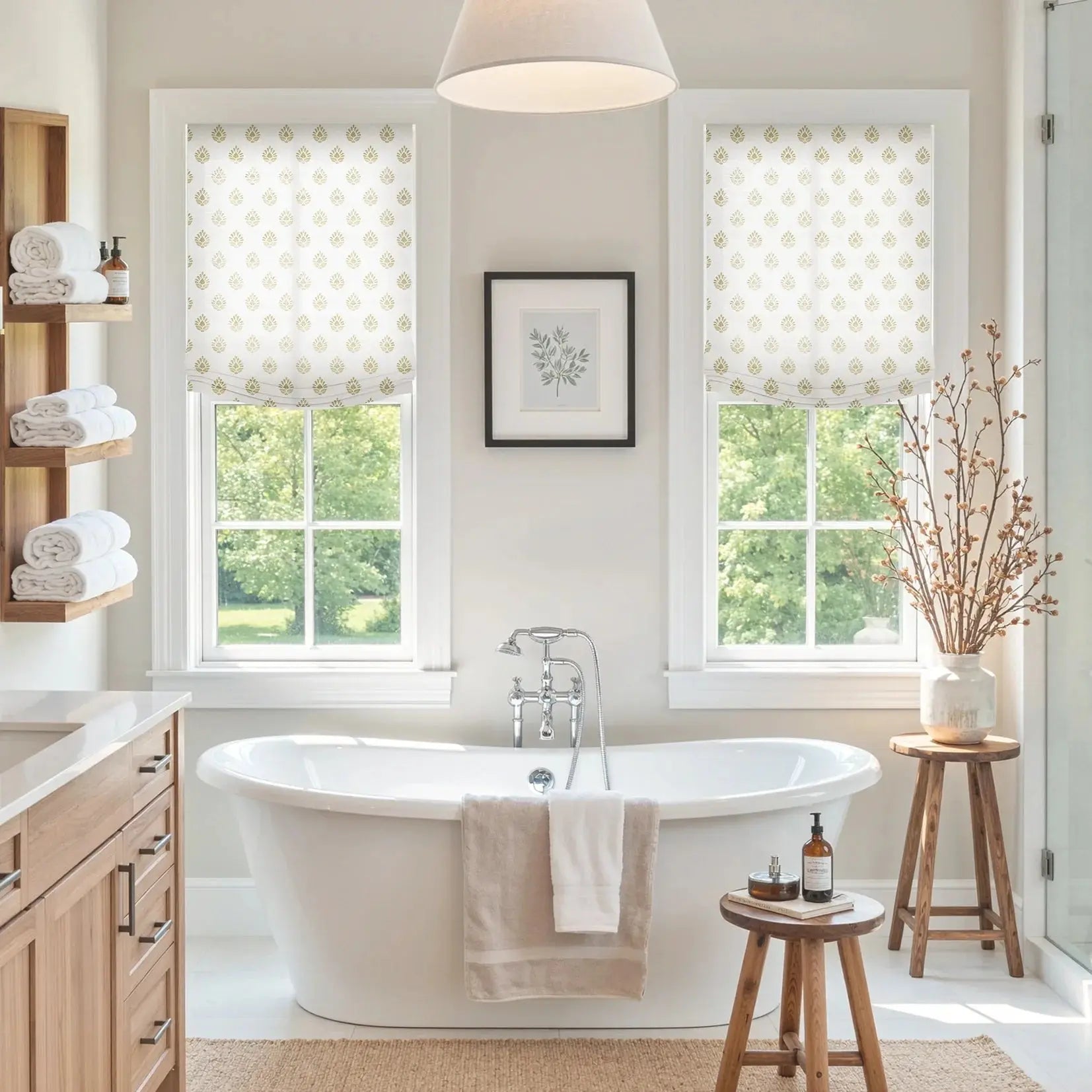 Custom Relaxed Roman Shades Cord Lift -TWOPAGES