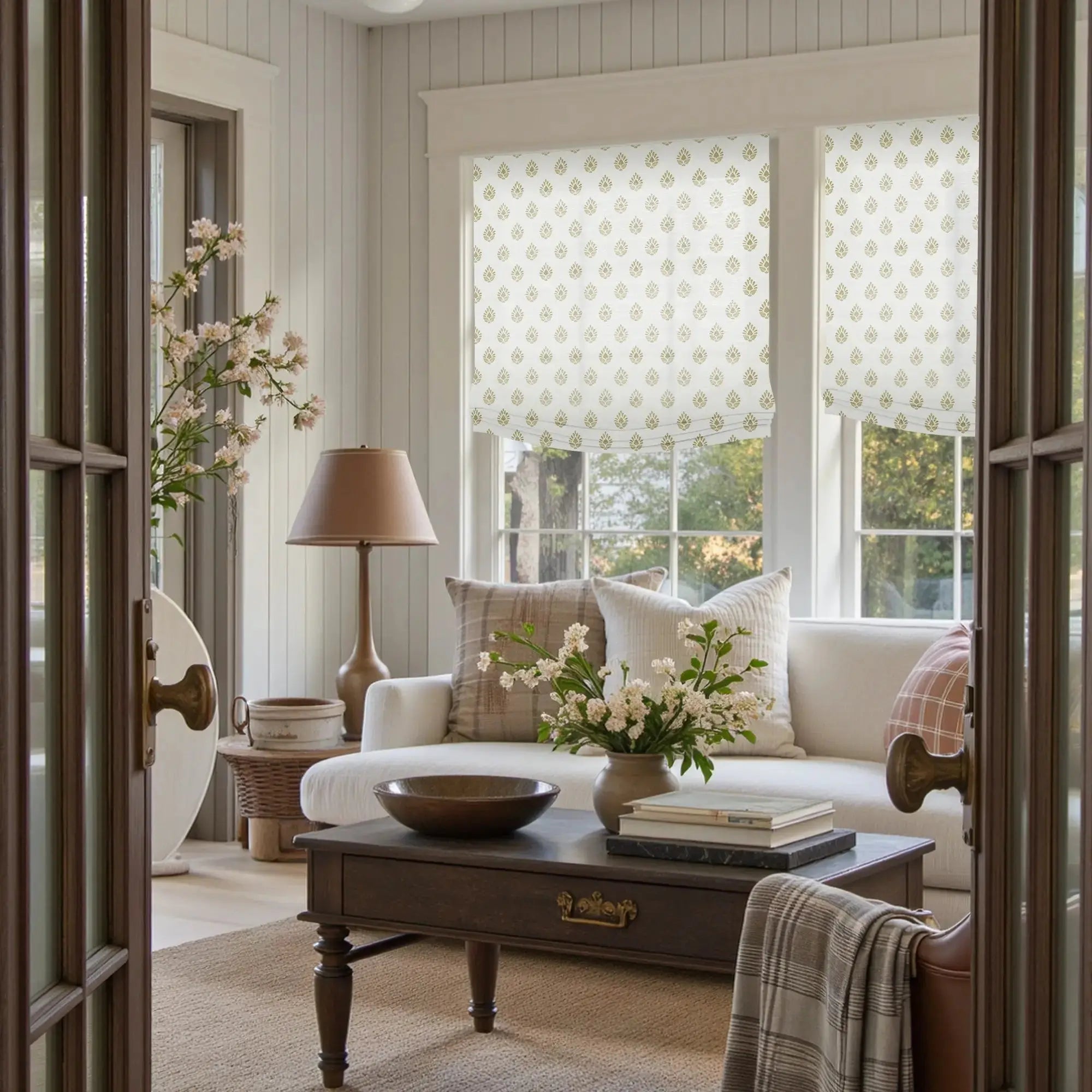 Custom Relaxed Roman Shades Cord Lift -TWOPAGES