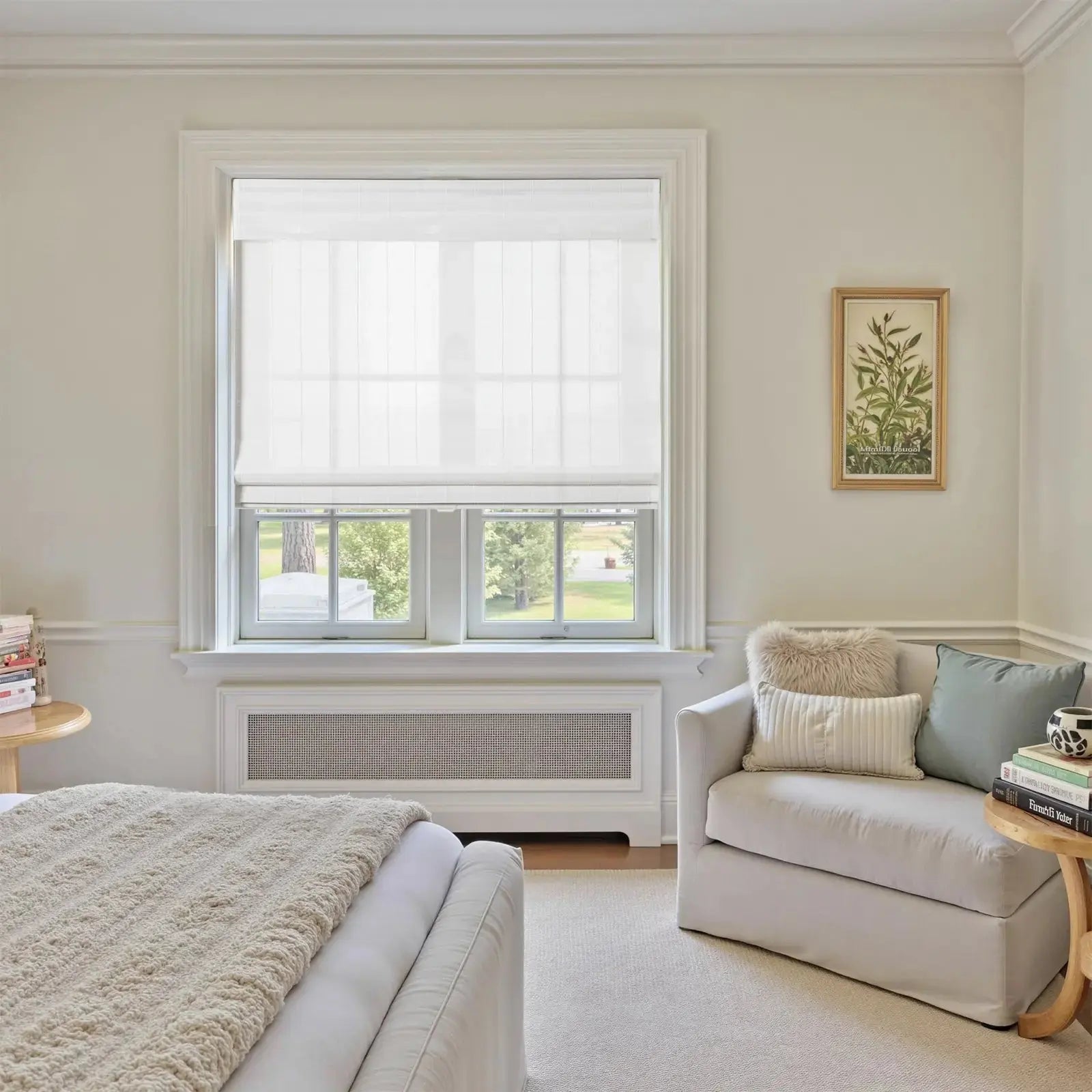 Sybil Bamboo Roman Shade - White -TWOPAGES CURTAINS