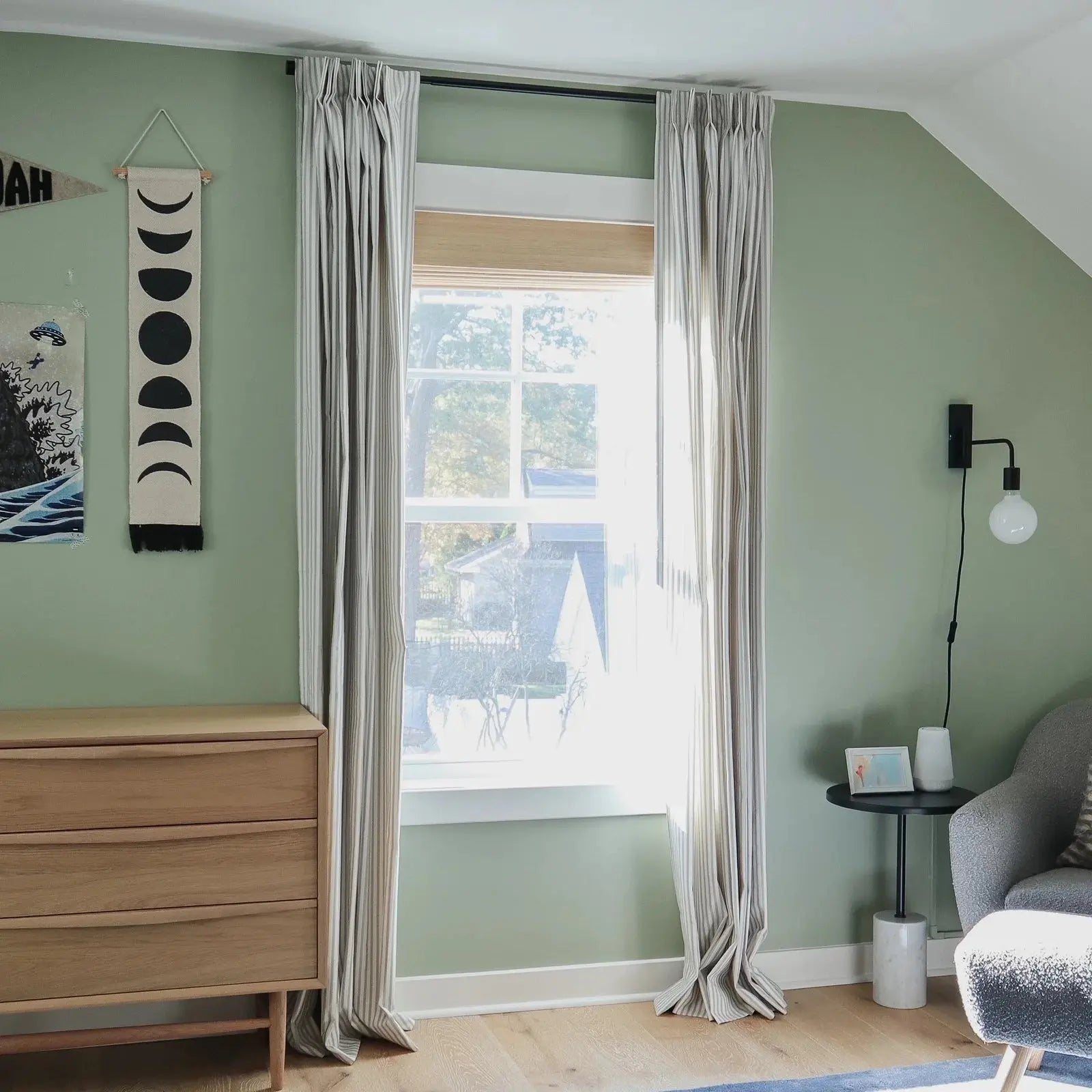 Floral print linen cotton pleated drapery for elegant insulated style