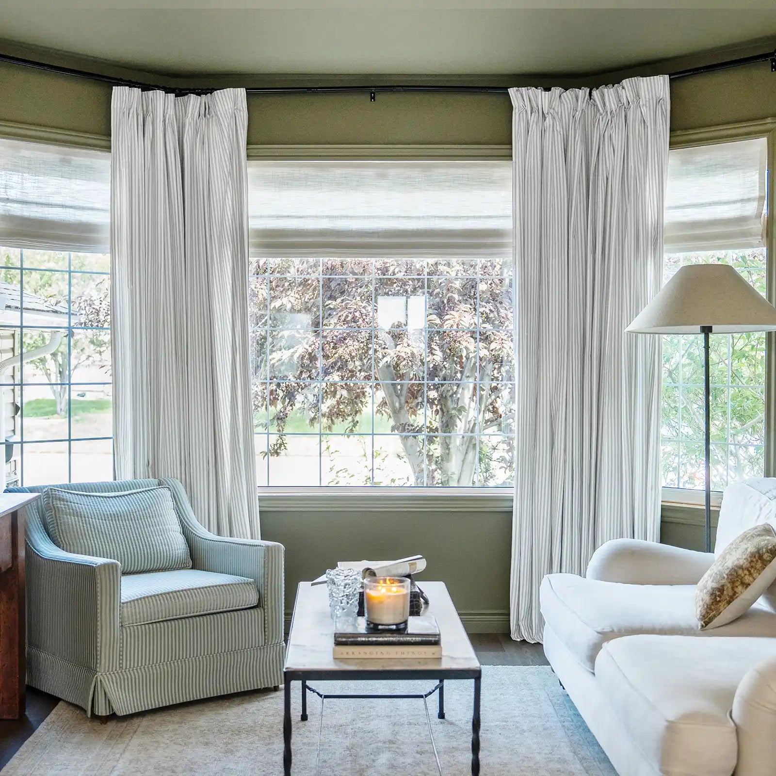 Floral print linen cotton pleated drapery for elegant insulated style