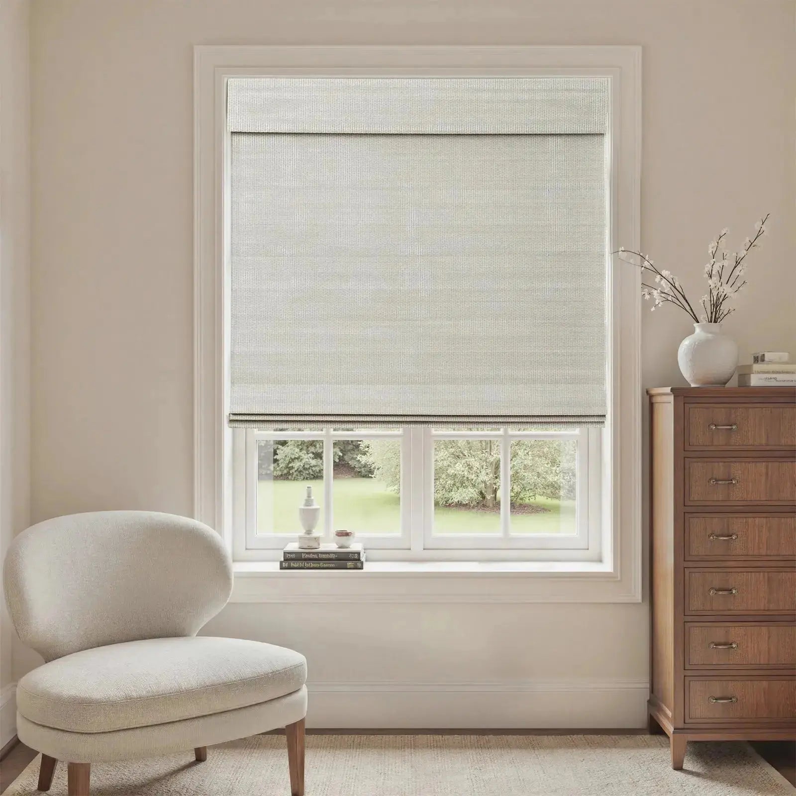 Sybil Bamboo Roman Shade - Wall White -TWOPAGES CURTAINS