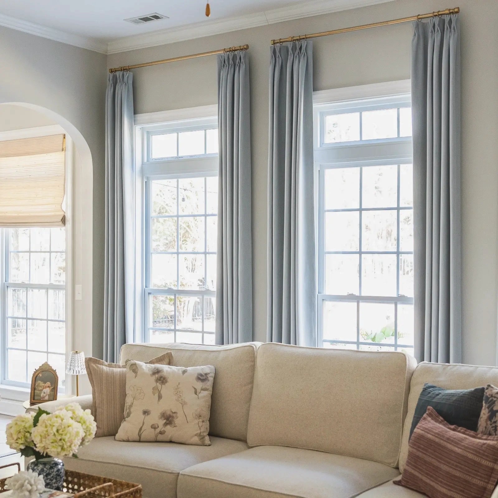 Isabella heavyweight cotton pleated drapery for elegant insulated interiors