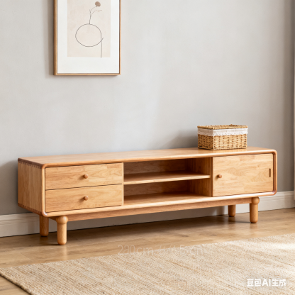 YesWood Media Series Solid Wood TV Stand - 180cm, 2-Drawer, Walnut Finish