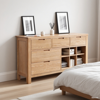 YesWood Organize Series Round Corner Chest of Drawers - 4-Drawer, Oak Finish