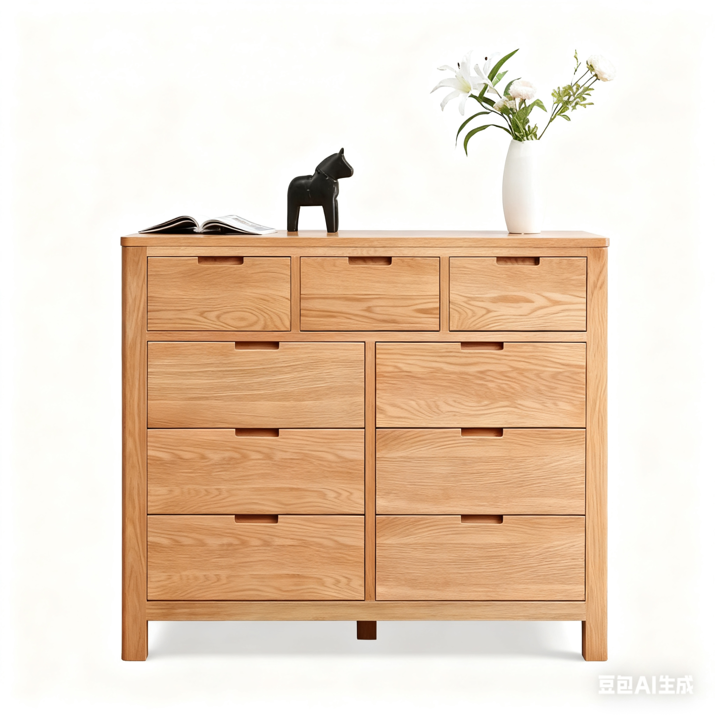 YesWood Organize Series Round Corner Chest of Drawers - 4-Drawer, Oak Finish