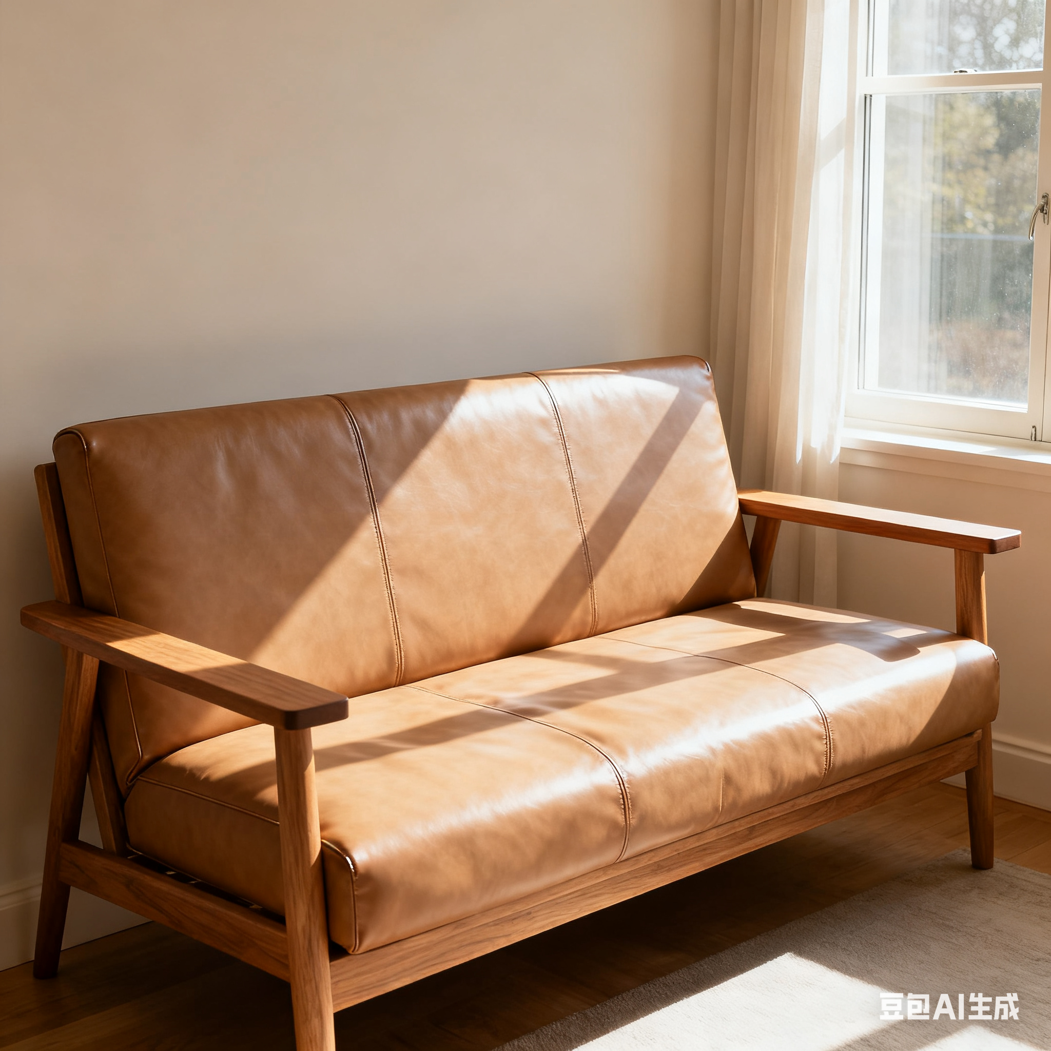 YesWood Lounge Series 3-Seater Solid Wood Sofa - Linen Fabric, Gray