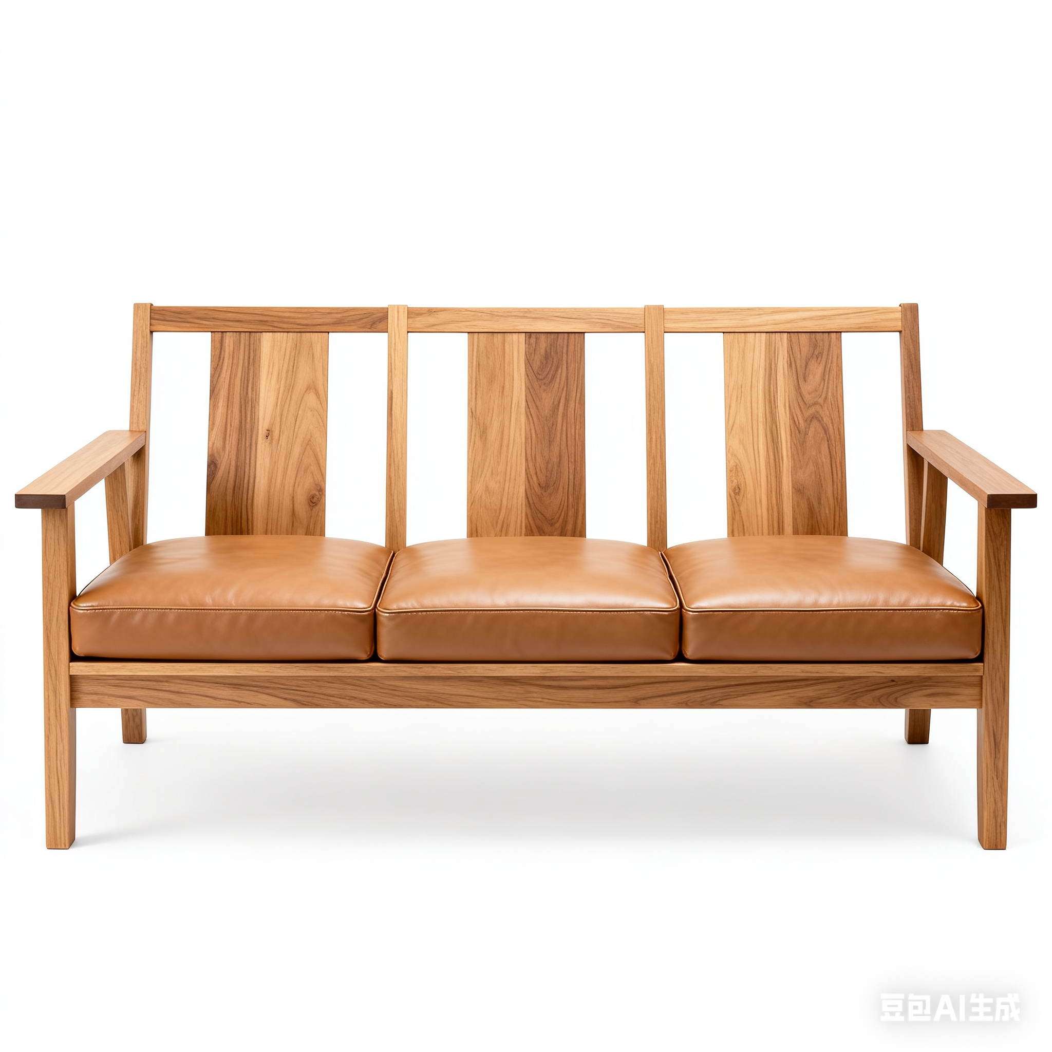 YesWood Lounge Series 3-Seater Solid Wood Sofa - Linen Fabric, Gray