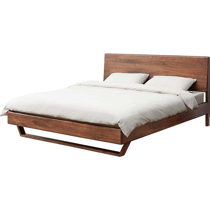 YesWood Elegant Walnut Bed - King Size, 4-Post, Natural Tone