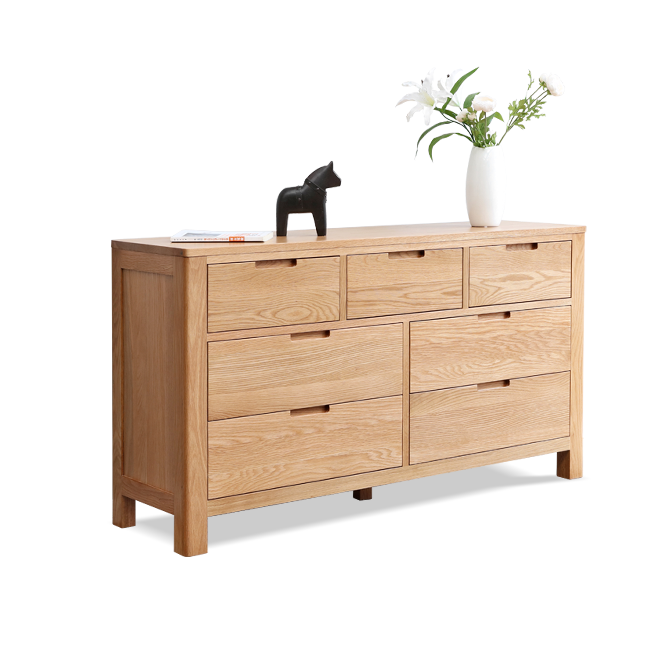 YesWood Organize Series Round Corner Chest of Drawers - 4-Drawer, Oak Finish