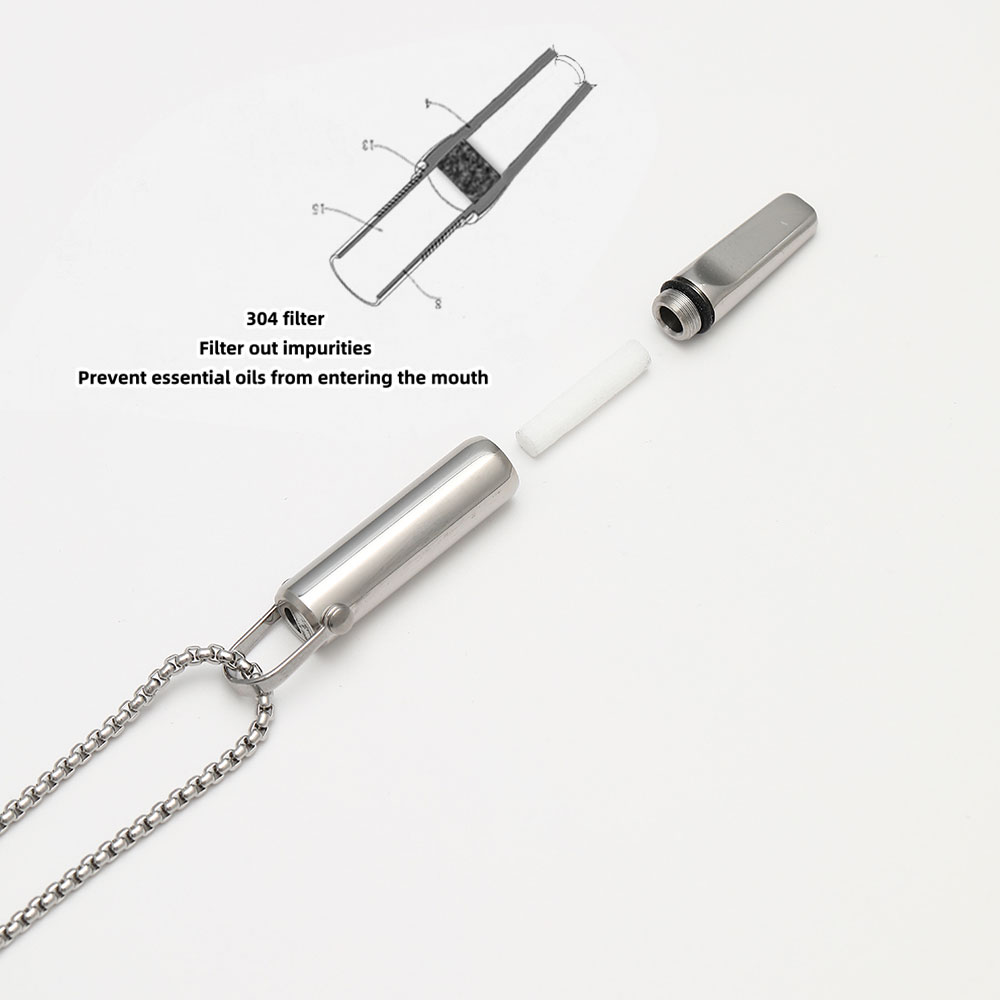 Sleek Stainless Steel Breathing Trainer Necklace