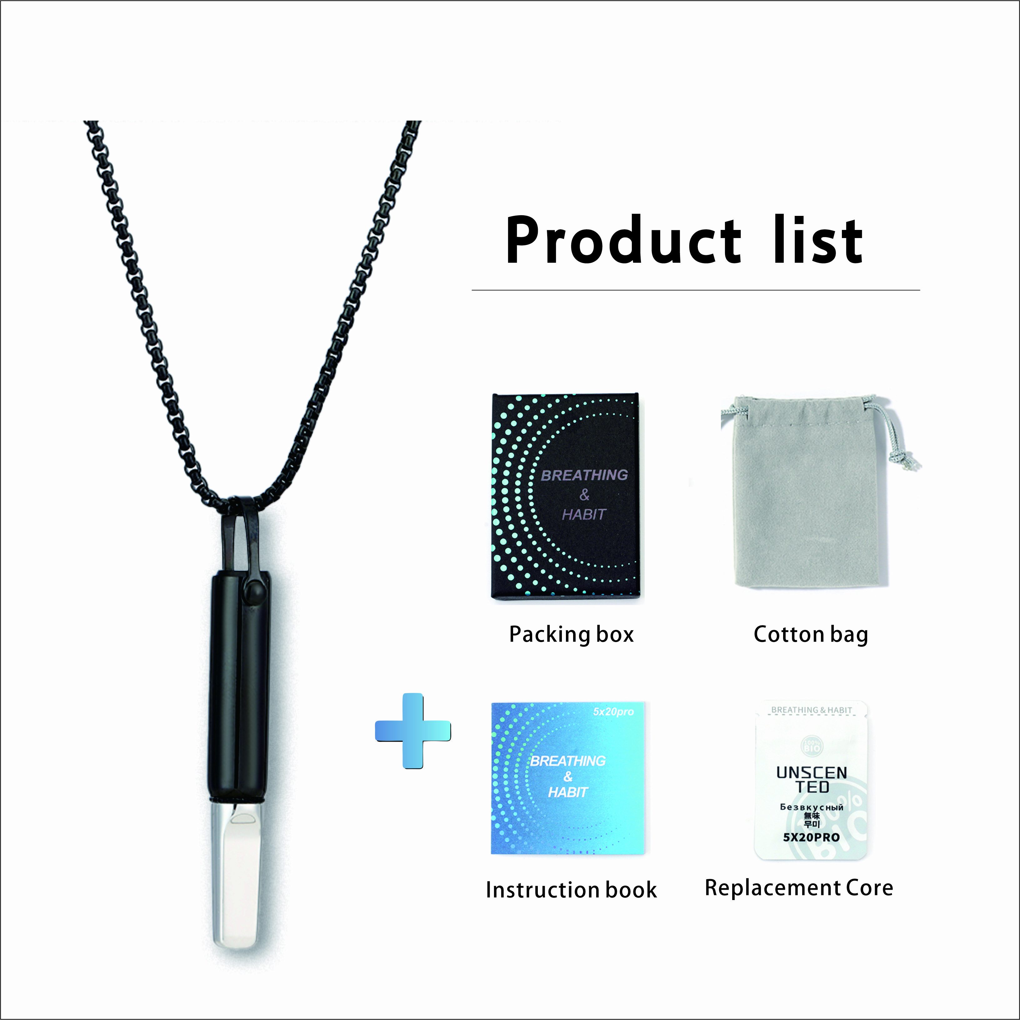 Sleek Stainless Steel Breathing Trainer Necklace