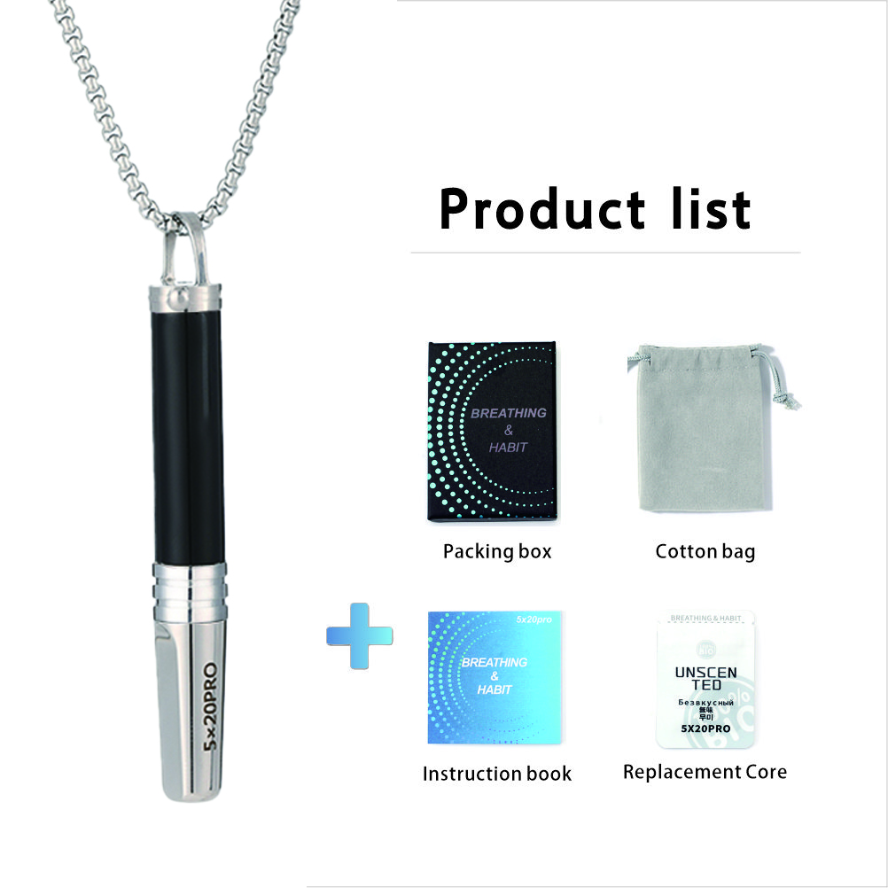 Gemstone Cylinder Breathing Necklace, Steel Tip with Filter Cotton