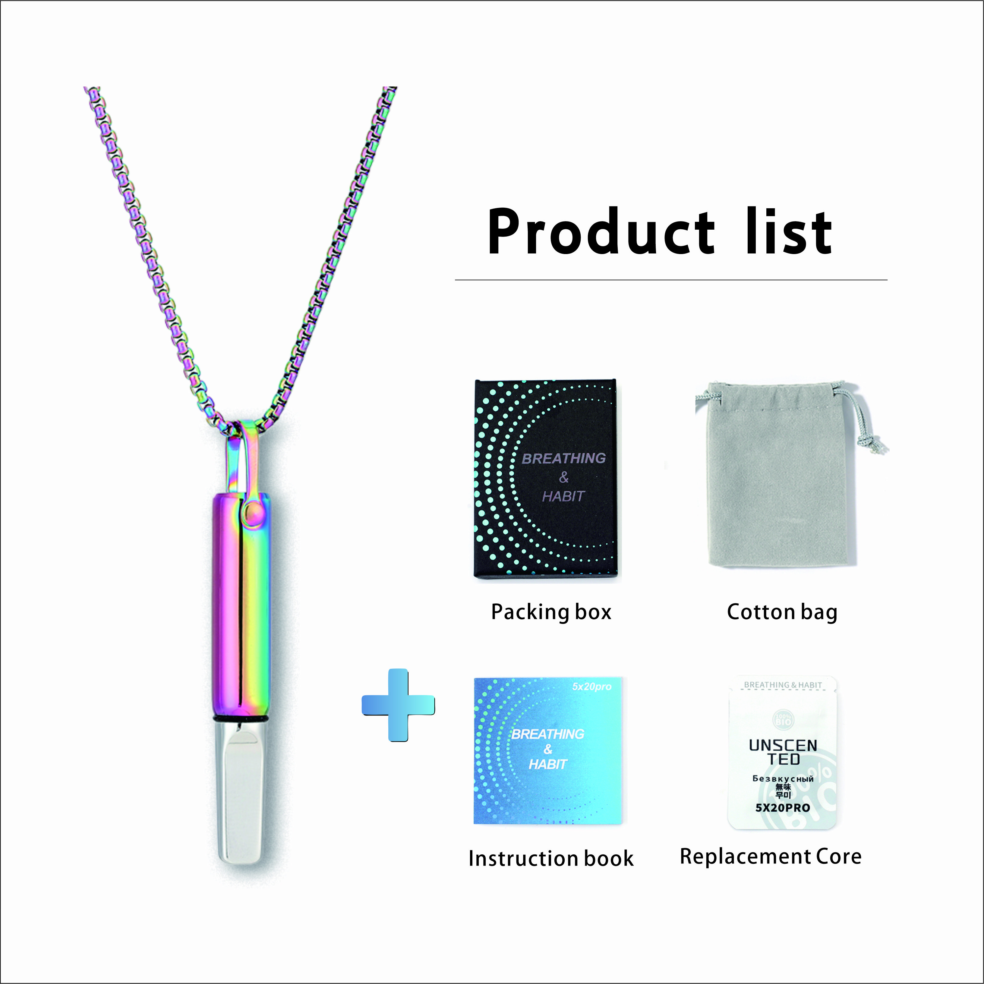 Sleek Stainless Steel Breathing Trainer Necklace