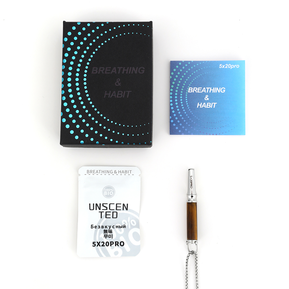 Gemstone Cylinder Breathing Necklace, Steel Tip with Filter Cotton